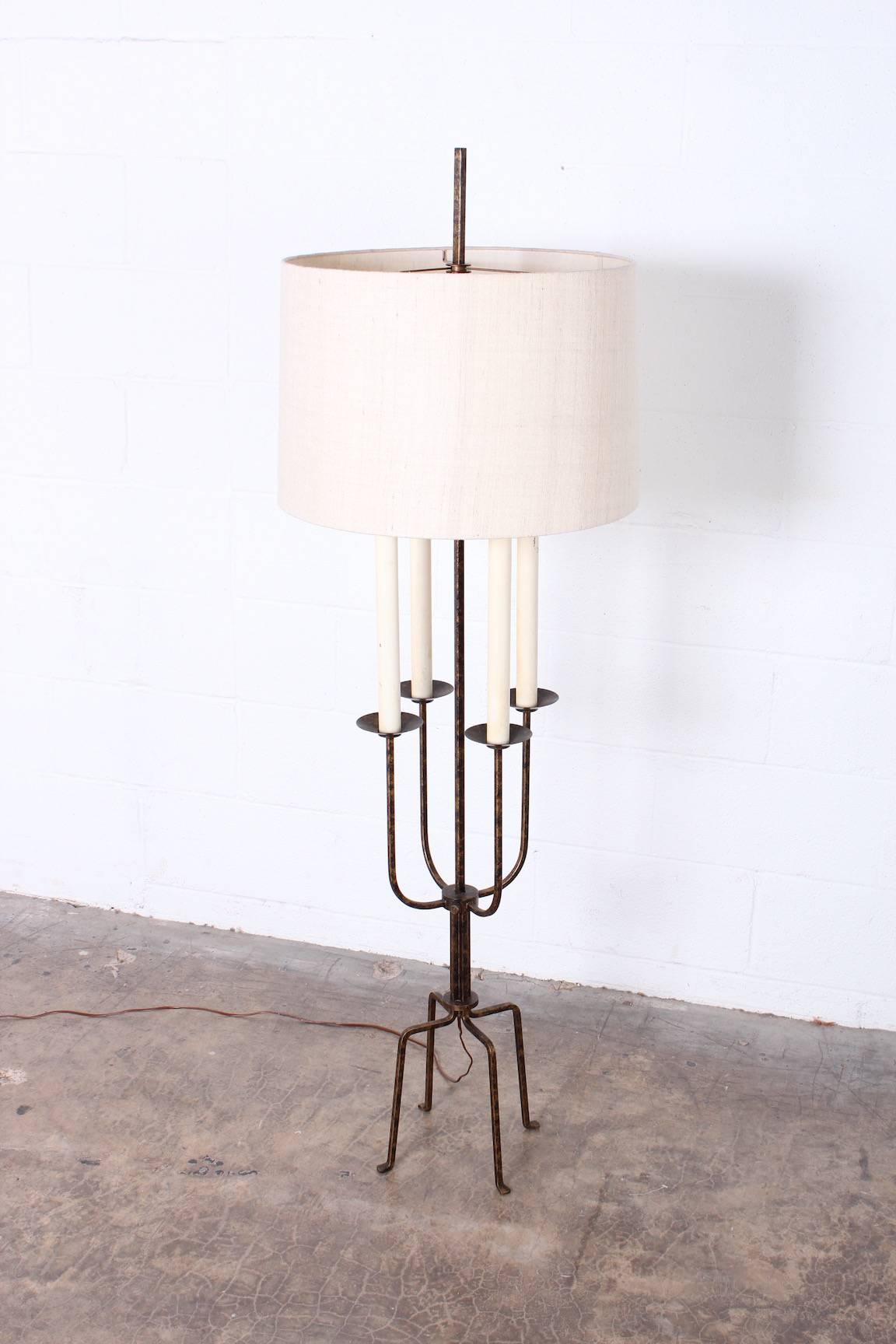Mid-20th Century Tommi Parzinger Gilt-Iron Floor Lamp