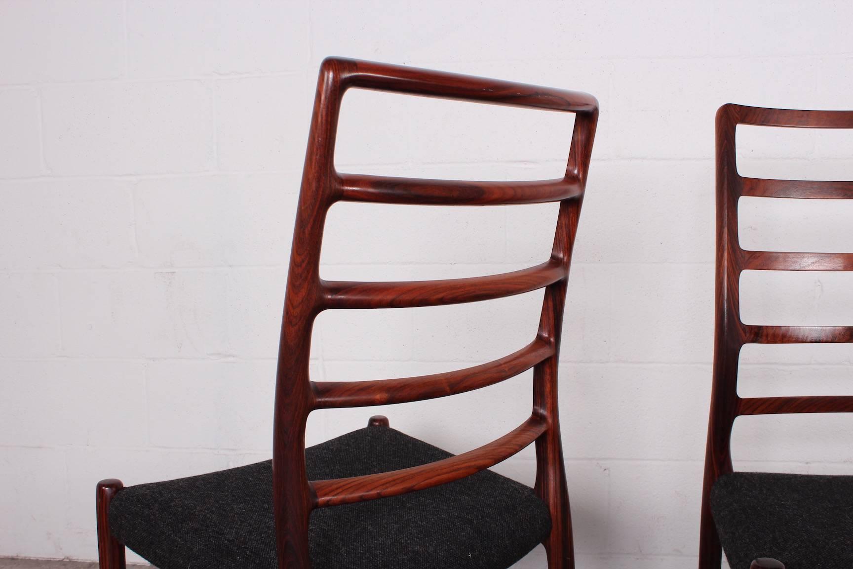 Set of Eight Rosewood Model 82 Dining Chairs by Niels Møller 3