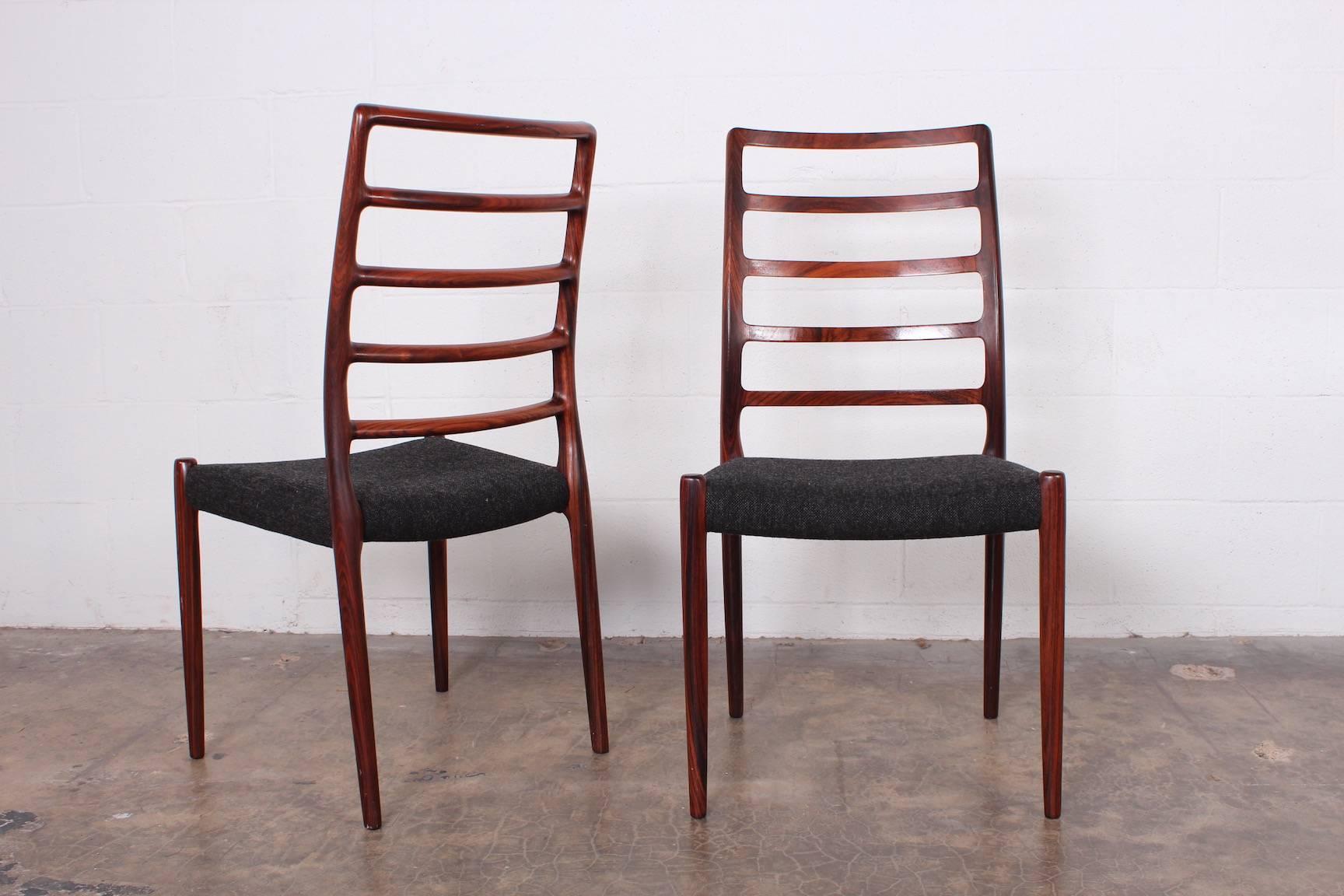 Set of Eight Rosewood Model 82 Dining Chairs by Niels Møller 4