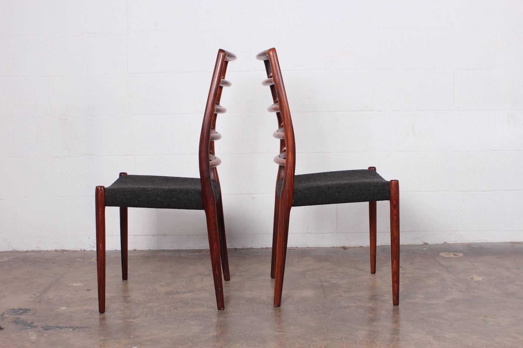 Set of Eight Rosewood Model 82 Dining Chairs by Niels Møller 5