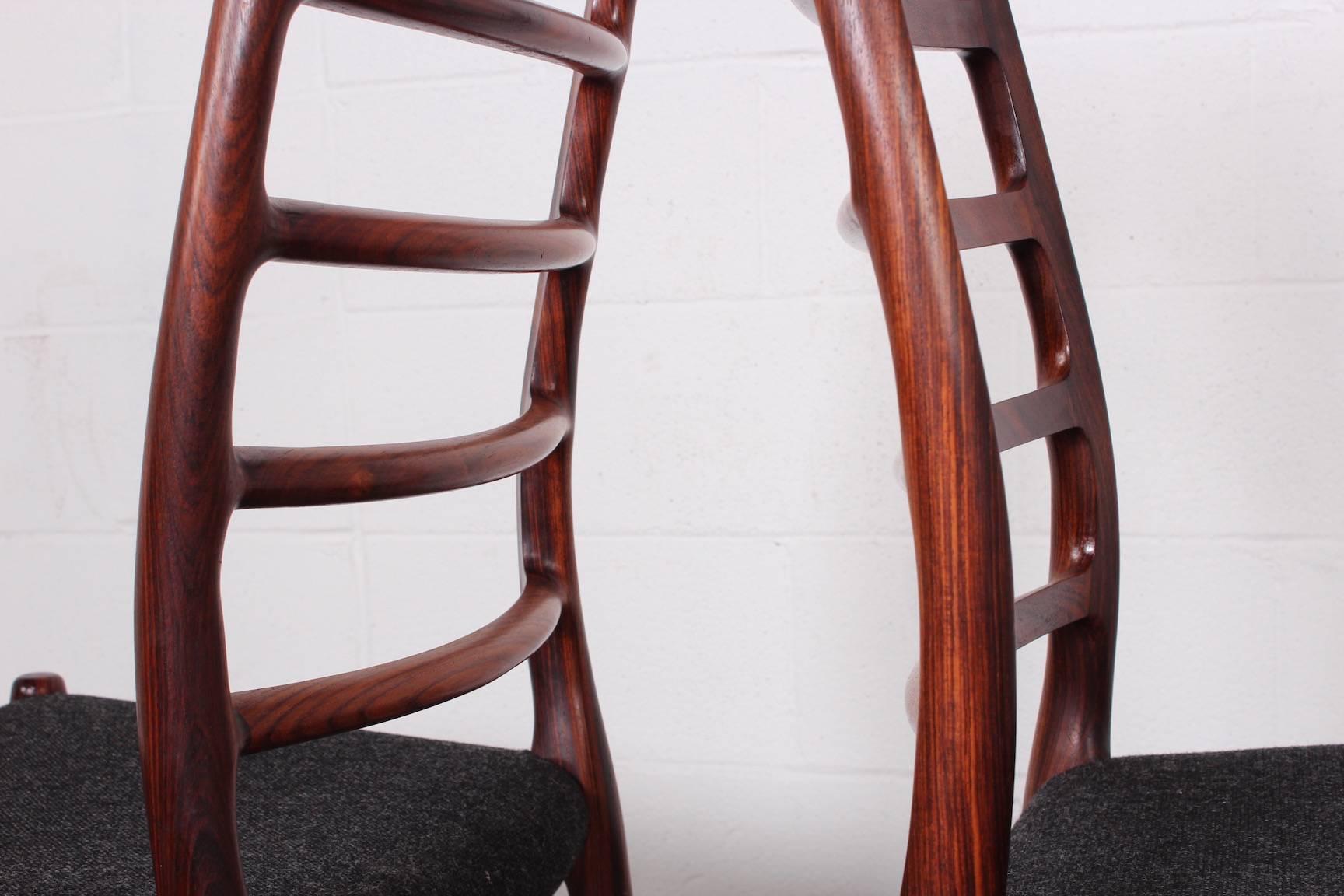 Set of Eight Rosewood Model 82 Dining Chairs by Niels Møller 6