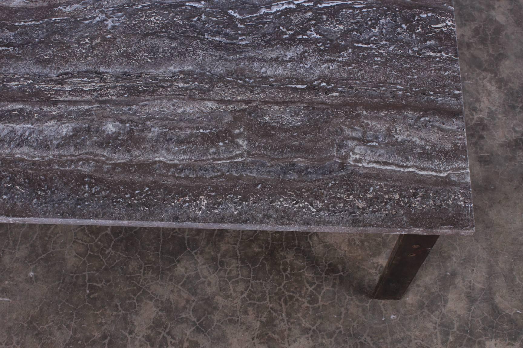 Bronze and Travertine Coffee Table 3