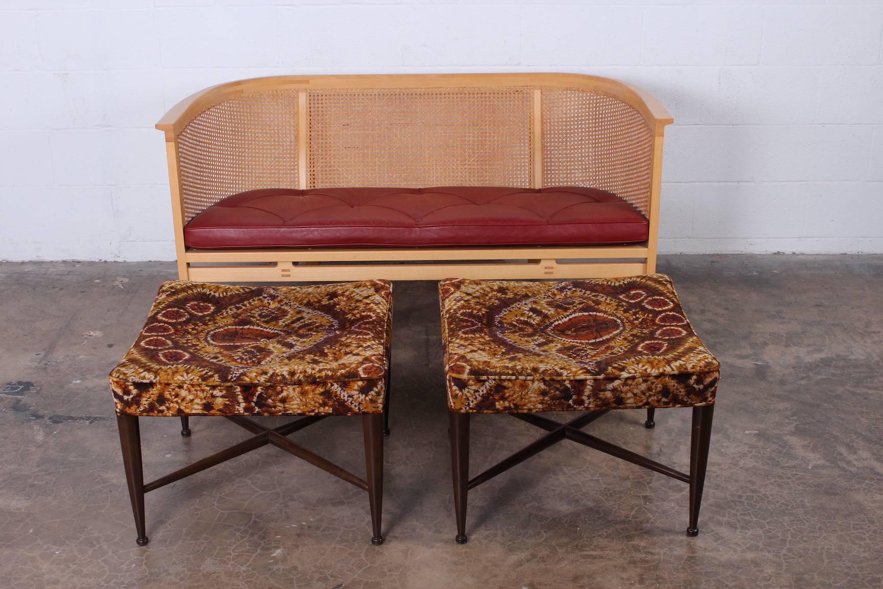 Pair of Thebes Stools by Edward Wormley for Dunbar In Good Condition In Dallas, TX