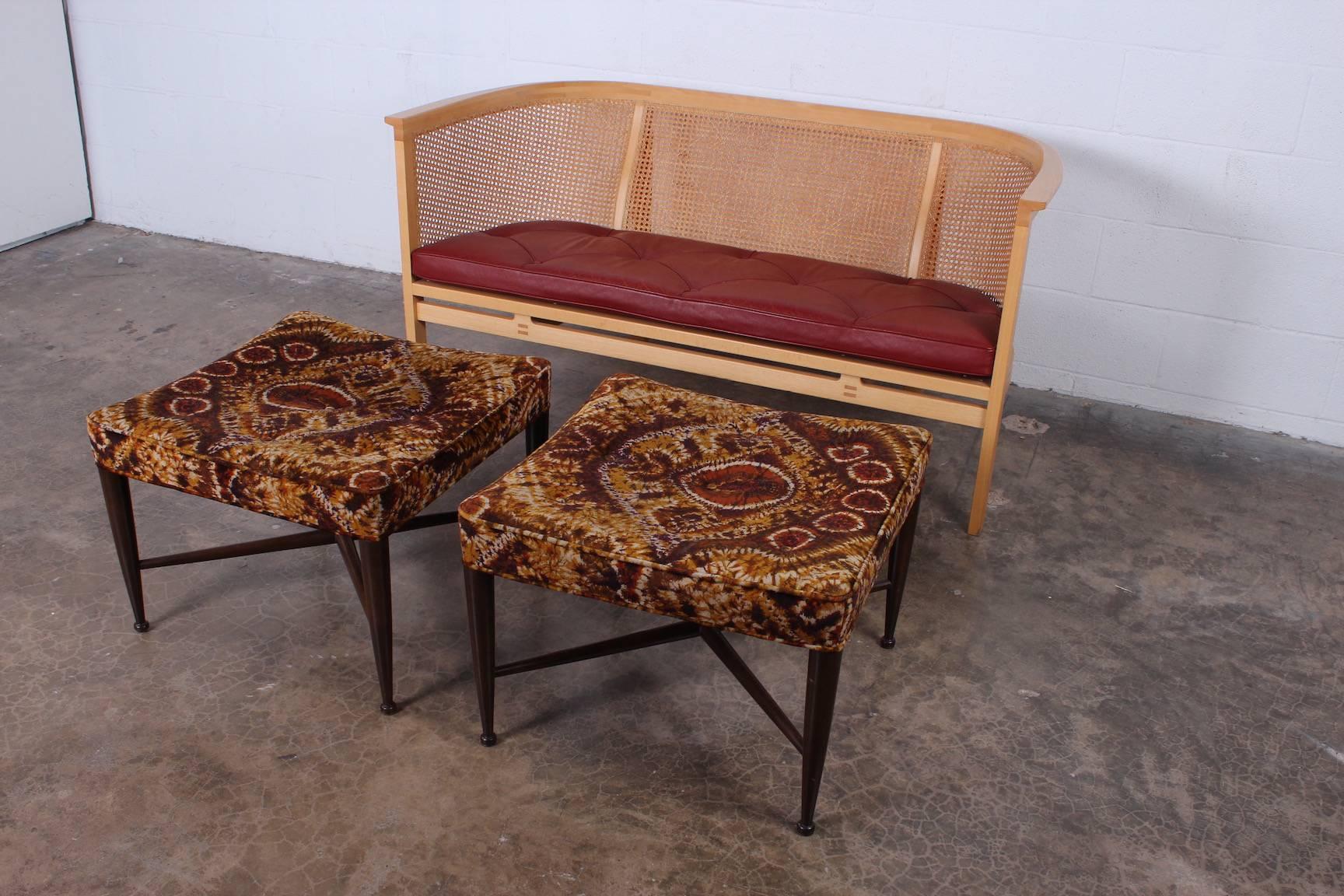 Mid-20th Century Pair of Thebes Stools by Edward Wormley for Dunbar