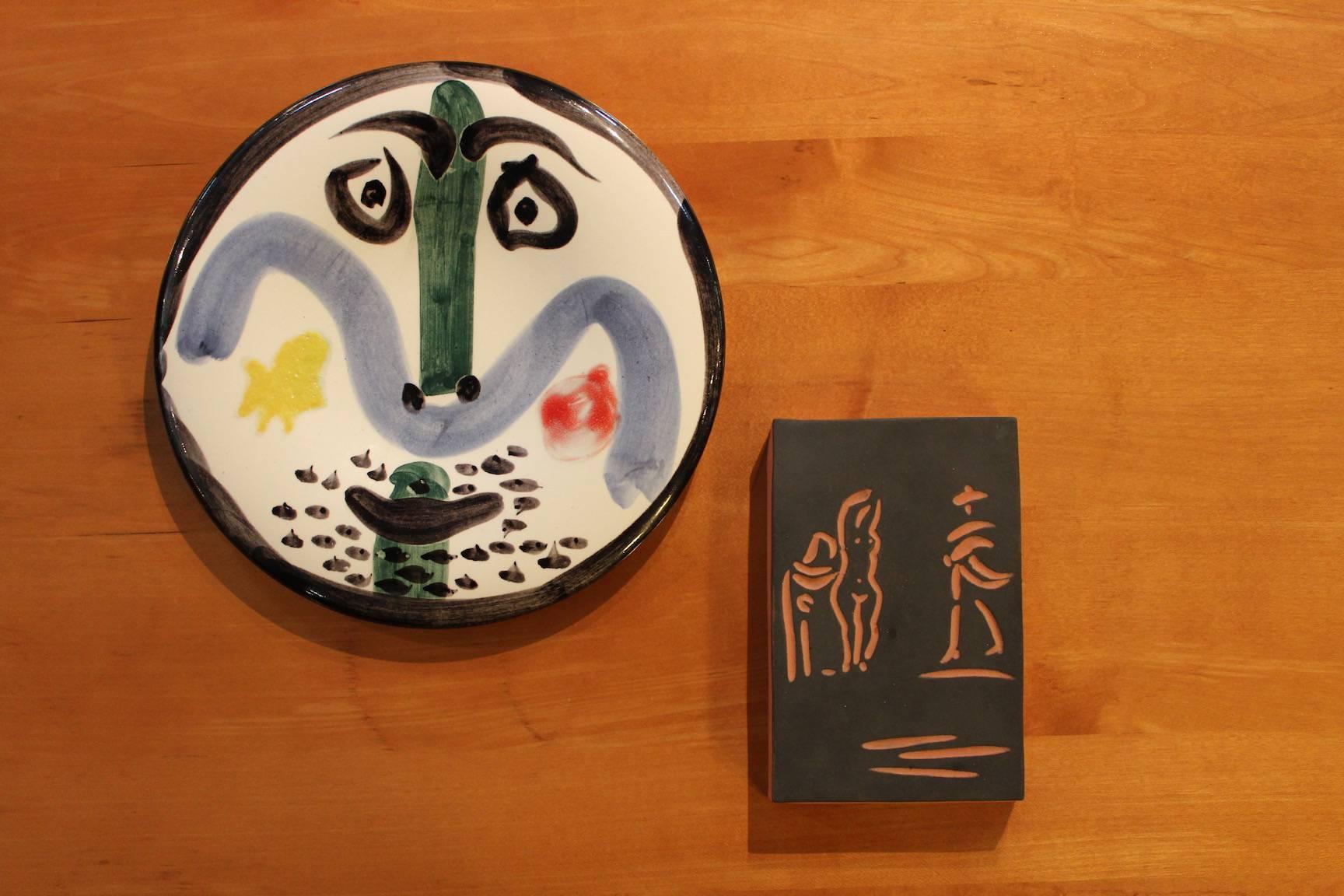 Pablo Picasso Face no. 130 plate
Spain, 1963
glazed earthenware with engobe decoration and enamel
Glazed signature and number to underside 'No. 130 Edition Picasso 274/500 Madoura'. This work is number 41 from the edition of 500 published by