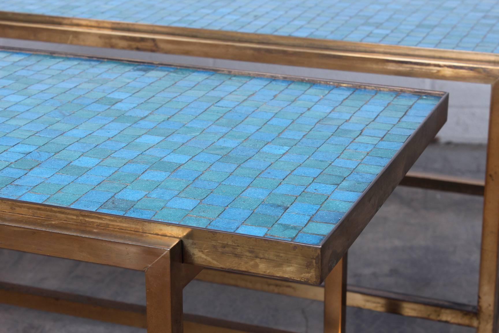 Mid-20th Century Pair of Murano Glass Tile Tables by Edward Wormley for Dunbar
