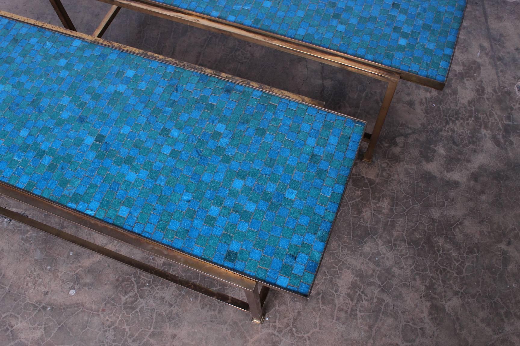 Pair of Murano Glass Tile Tables by Edward Wormley for Dunbar 1