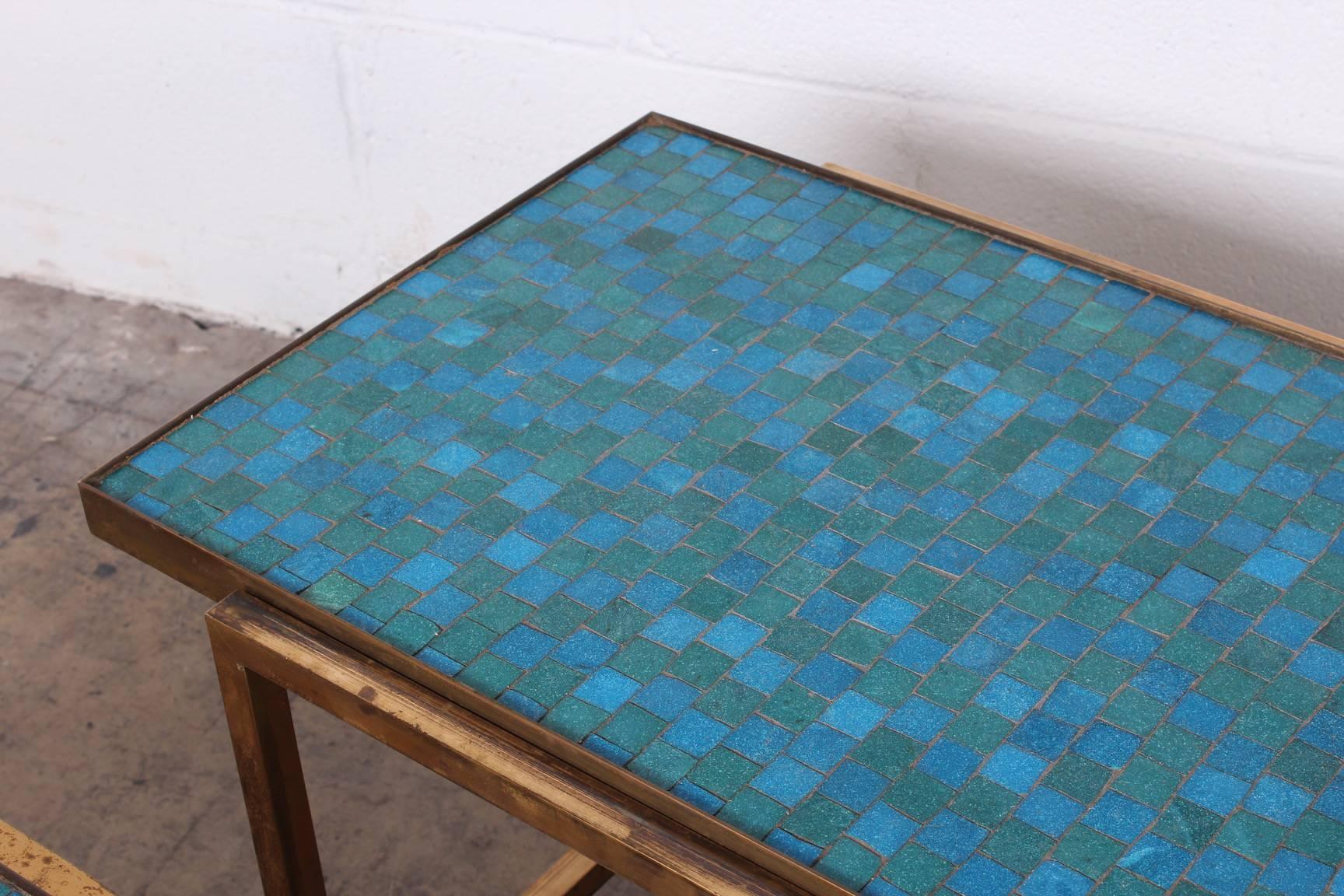 Pair of Murano Glass Tile Tables by Edward Wormley for Dunbar 2