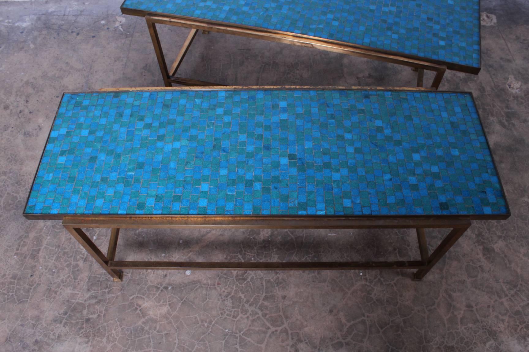 Pair of Murano Glass Tile Tables by Edward Wormley for Dunbar 3