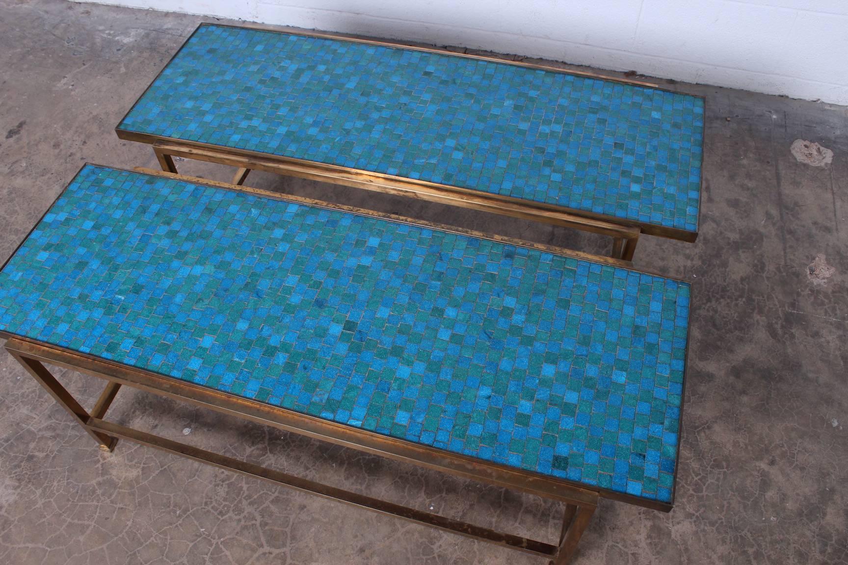 Pair of Murano Glass Tile Tables by Edward Wormley for Dunbar 4