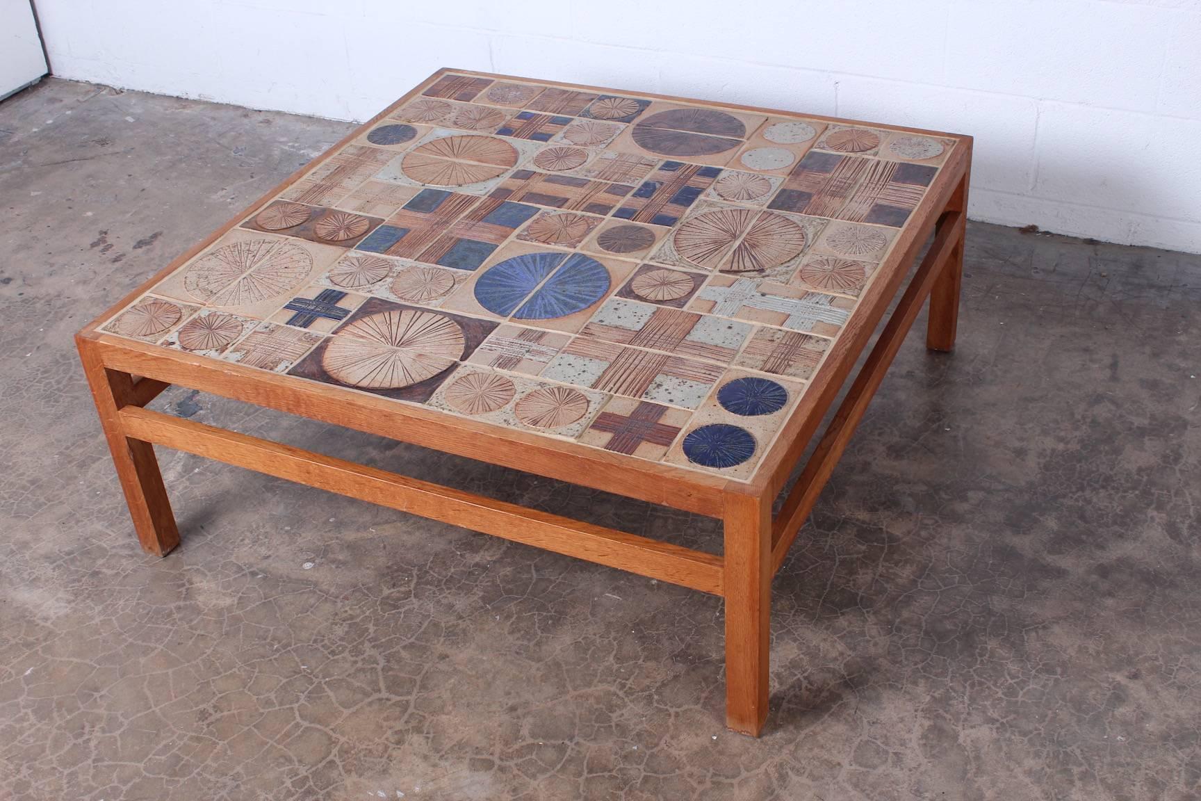 Mid-20th Century Coffee Table with Ceramic Tiles by Tue Poulsen & Willy Beck