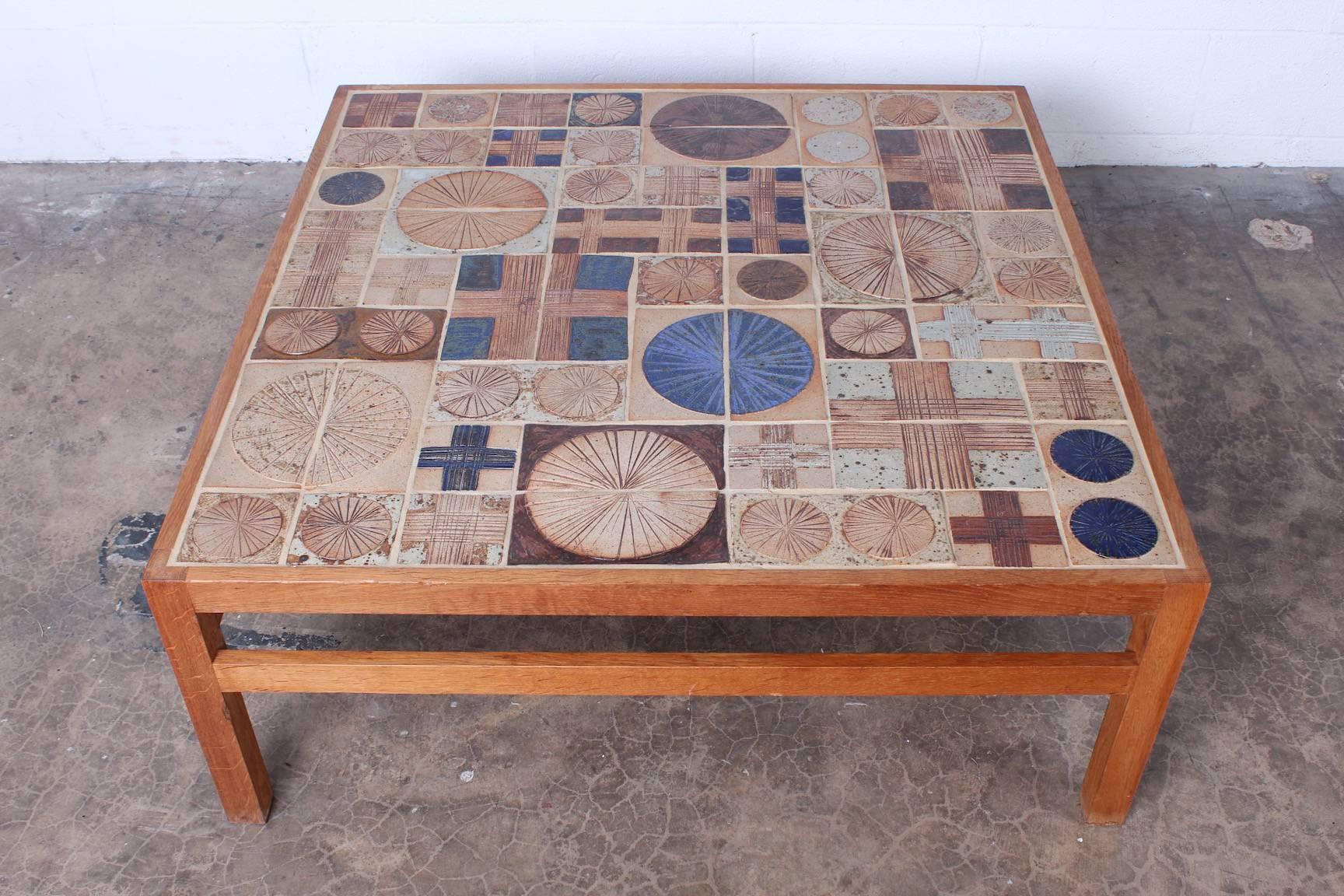 Coffee Table with Ceramic Tiles by Tue Poulsen & Willy Beck In Good Condition In Dallas, TX