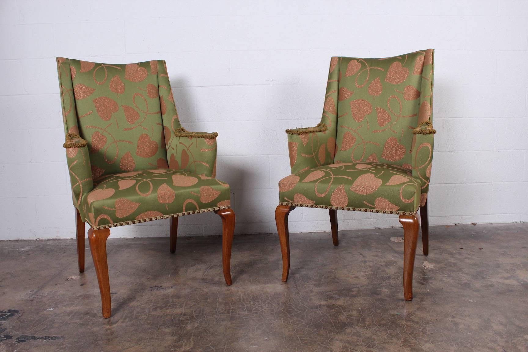 A pair of model 2413B armchairs designed by Edward Wormley for Dunbar.