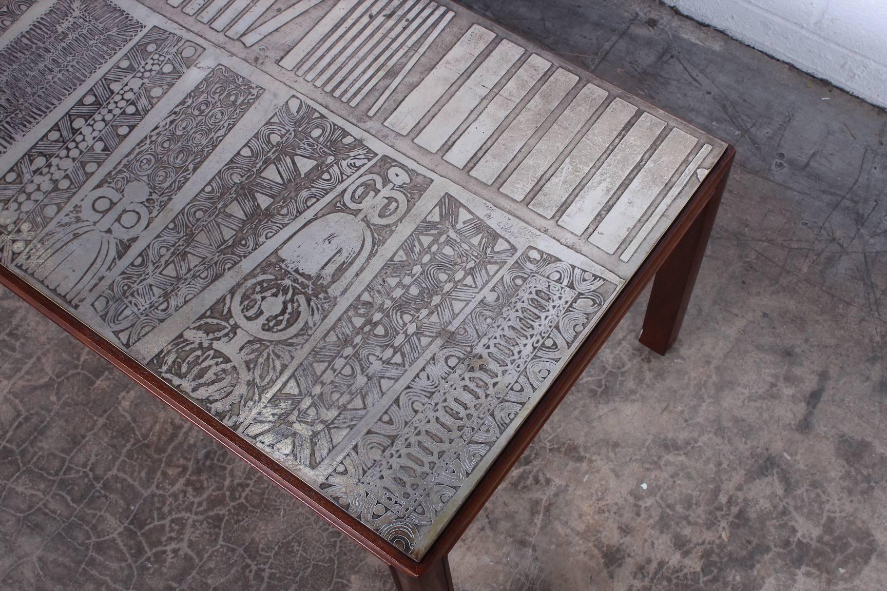 Mid-20th Century Etched Top Italian Coffee Table