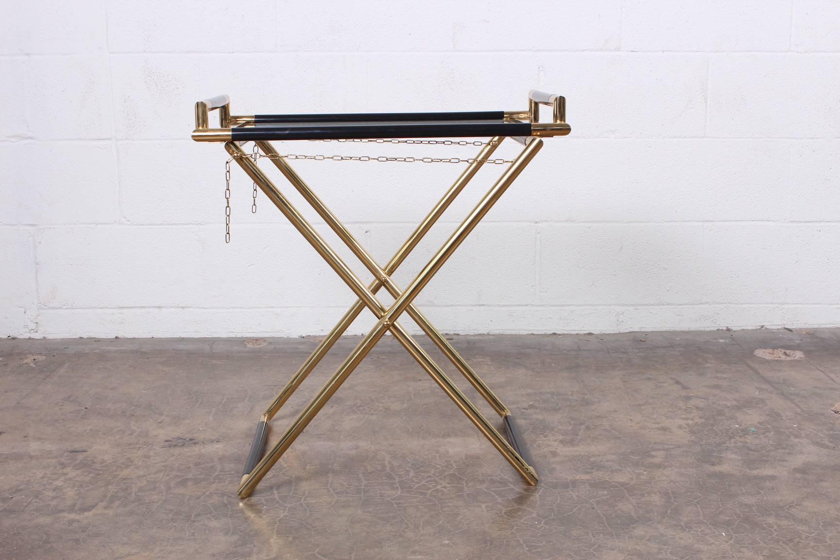 Italian Folding Tray Table in Brass In Excellent Condition In Dallas, TX