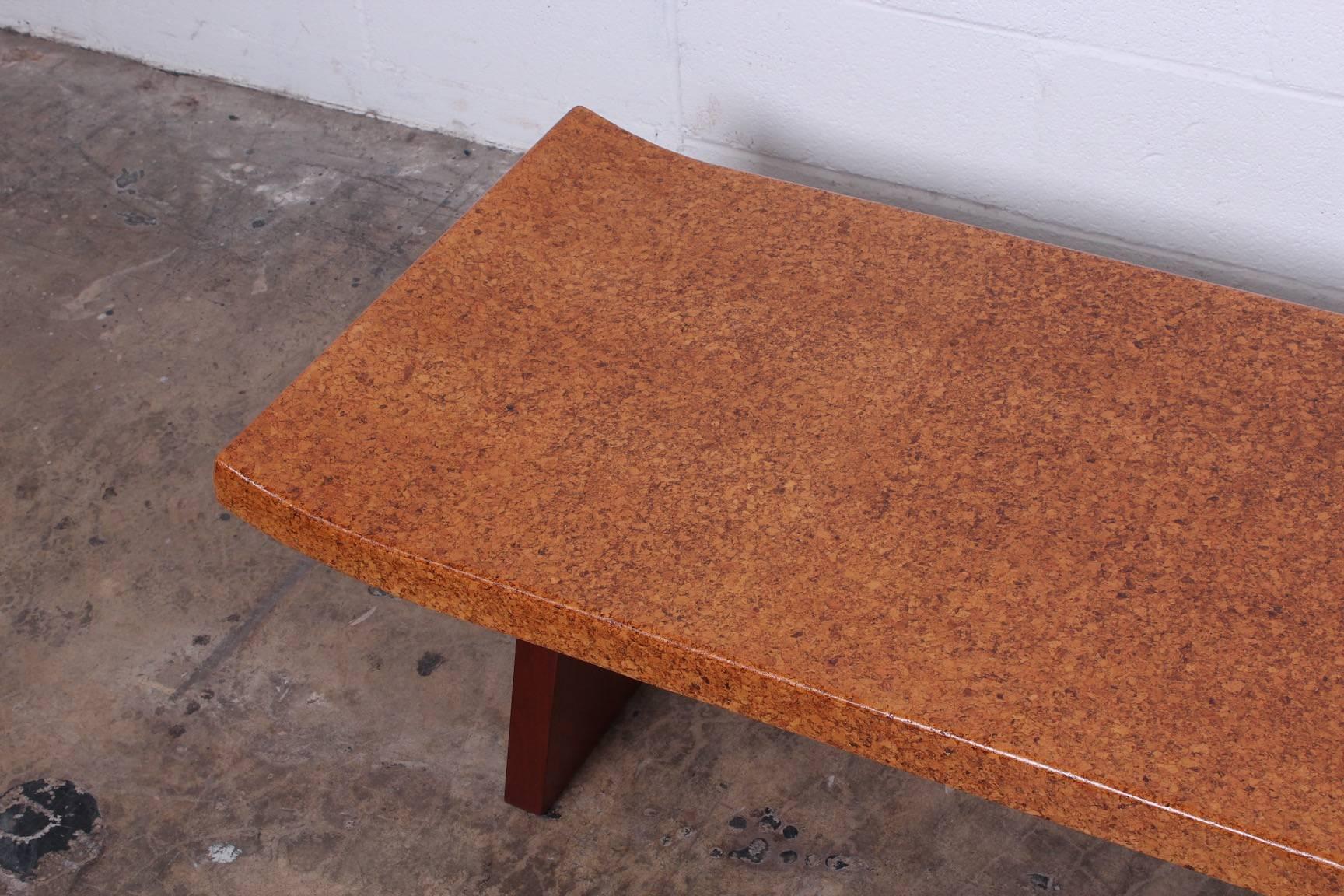 Paul Frankl Cork Top Bench In Excellent Condition In Dallas, TX