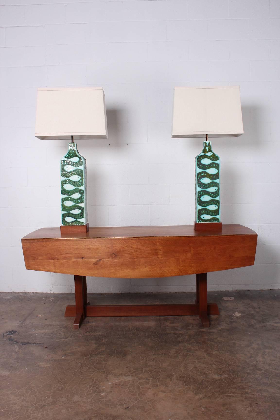 Large Pair of Ceramic Lamps by Alessio Tasca for Raymor In Excellent Condition In Dallas, TX