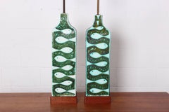 Large Pair of Ceramic Lamps by Alessio Tasca for Raymor