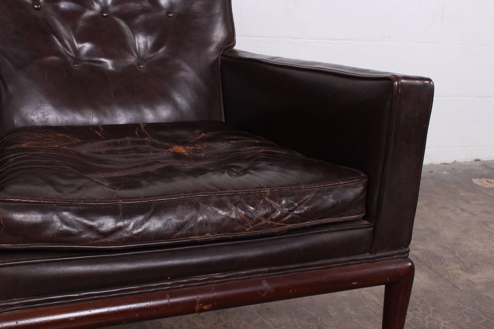 T.H. Robsjohn-Gibbings Lounge Chair in Original Leather 2