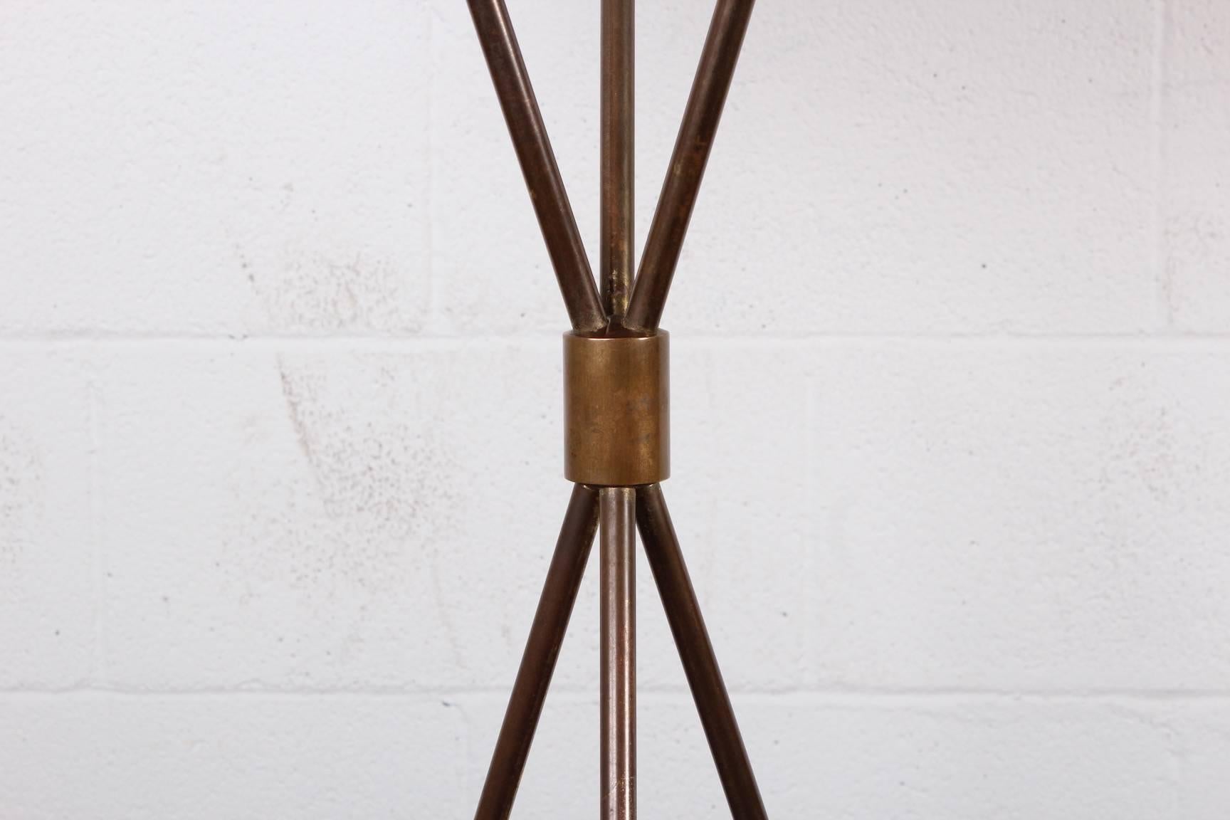 Patinated Brass Floor Lamp by T.H. Robsjohn-Gibbings In Good Condition In Dallas, TX