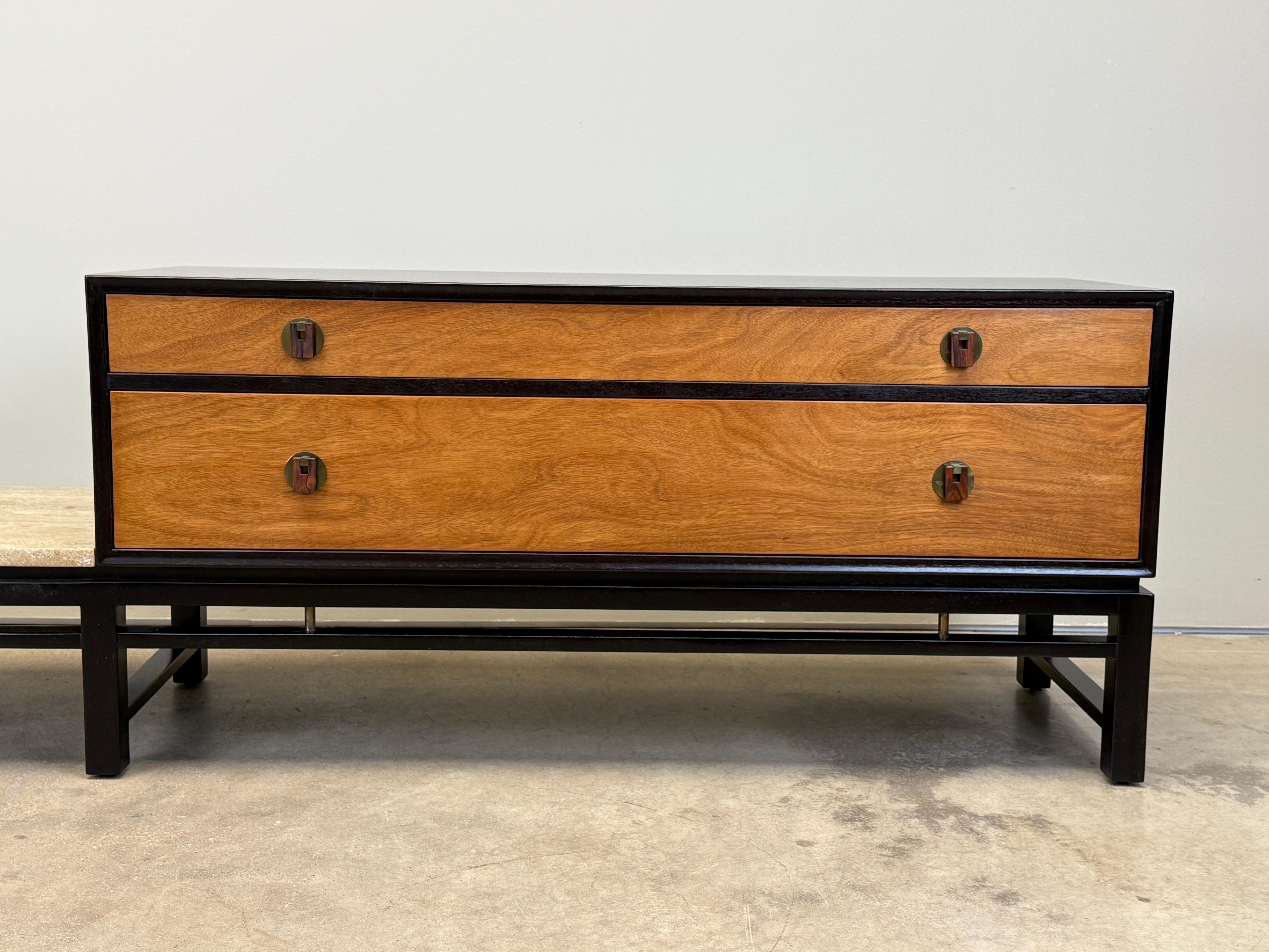 Edward Wormley for Dunbar Cabinet with Travertine Table For Sale 5