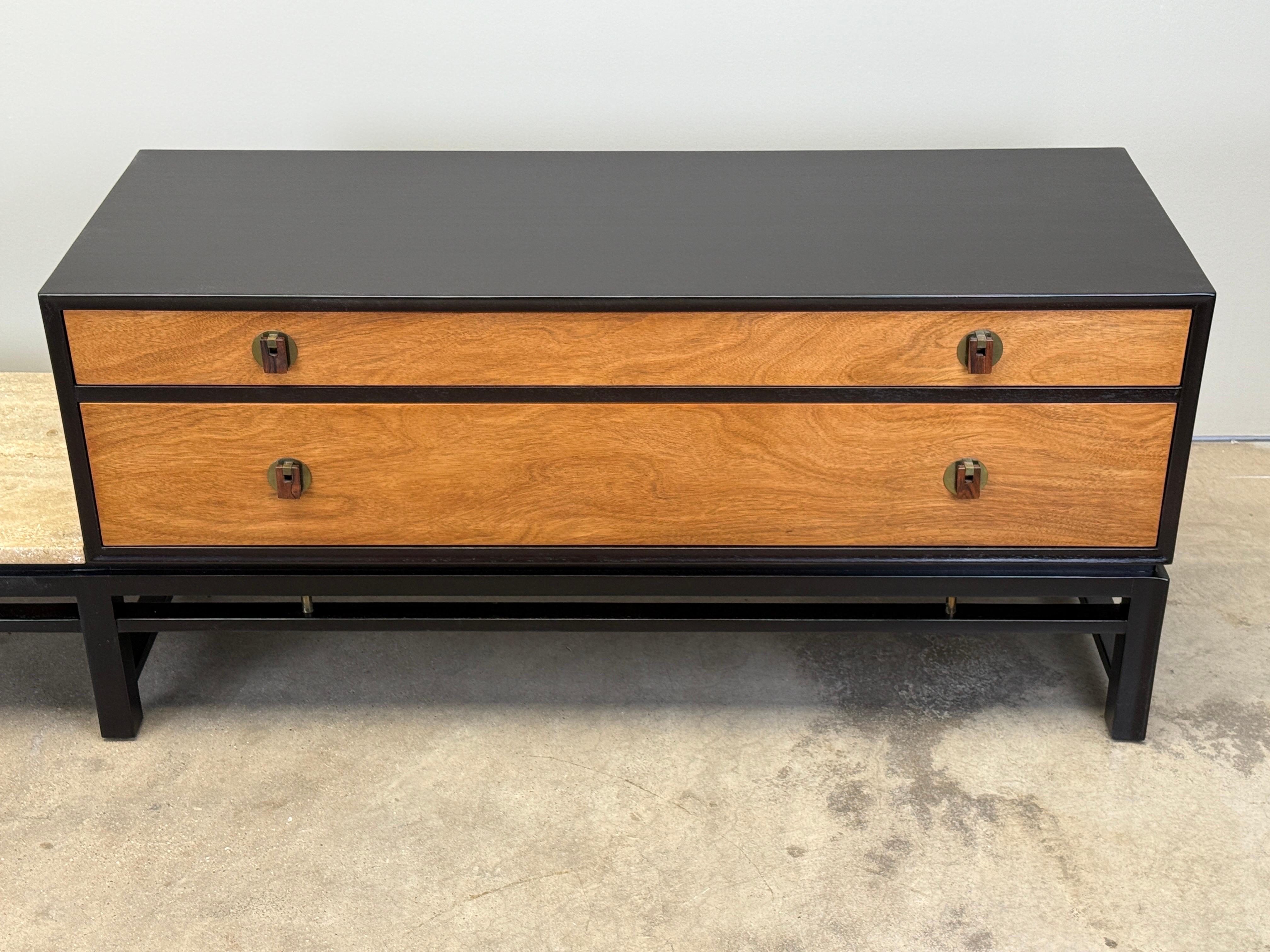 Edward Wormley for Dunbar Cabinet with Travertine Table For Sale 6