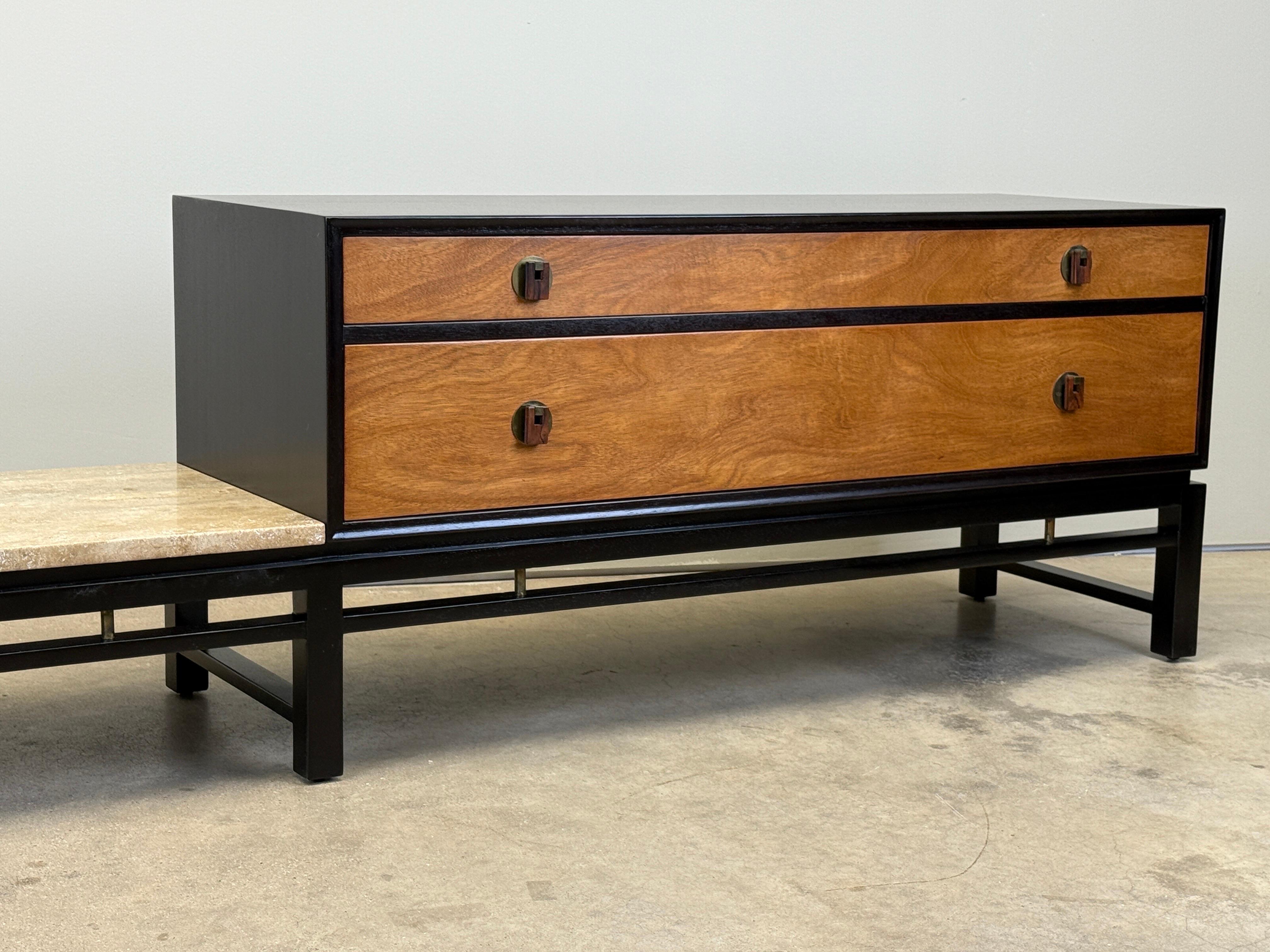 Edward Wormley for Dunbar Cabinet with Travertine Table For Sale 12