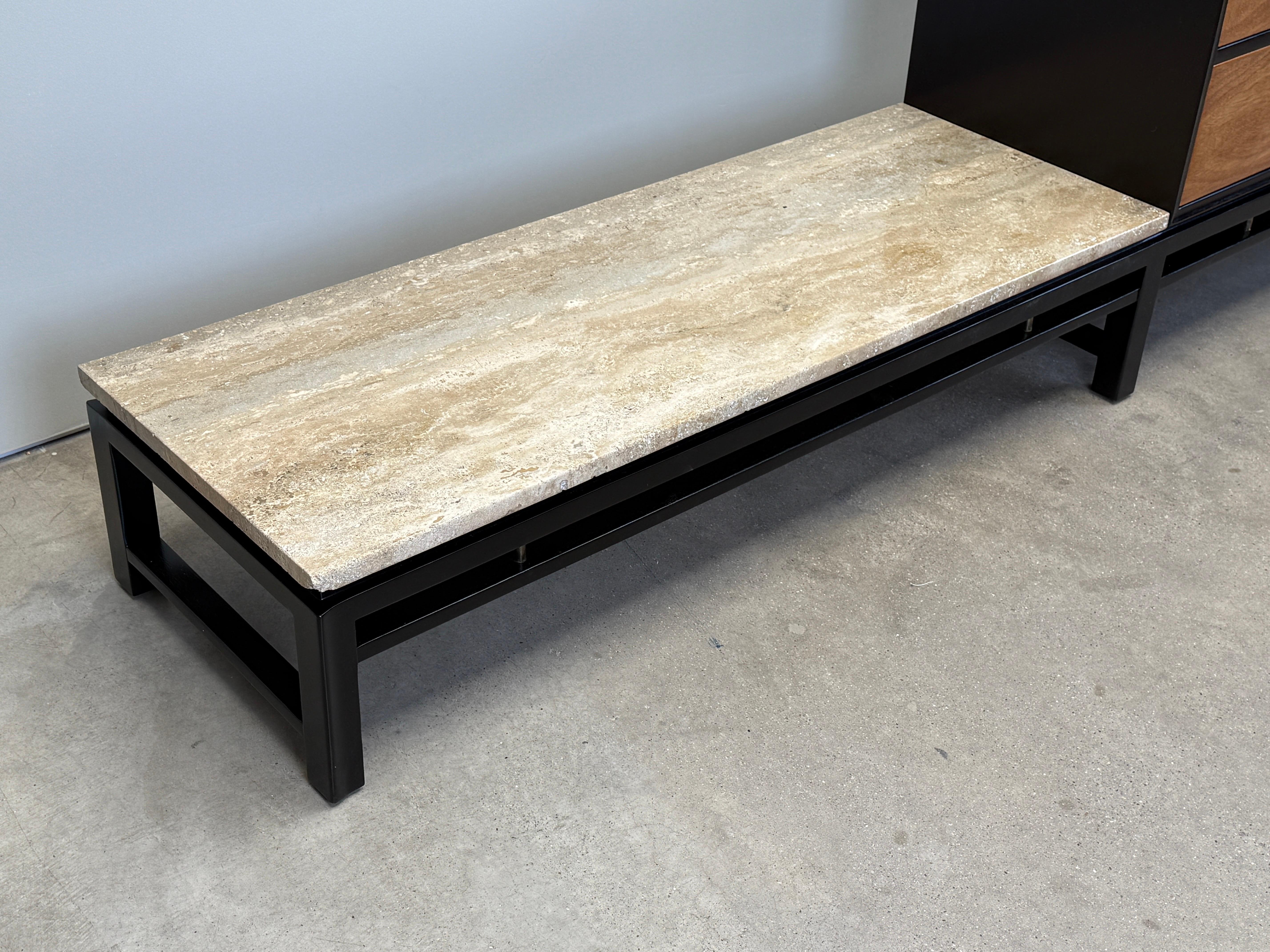 Edward Wormley for Dunbar Cabinet with Travertine Table For Sale 13