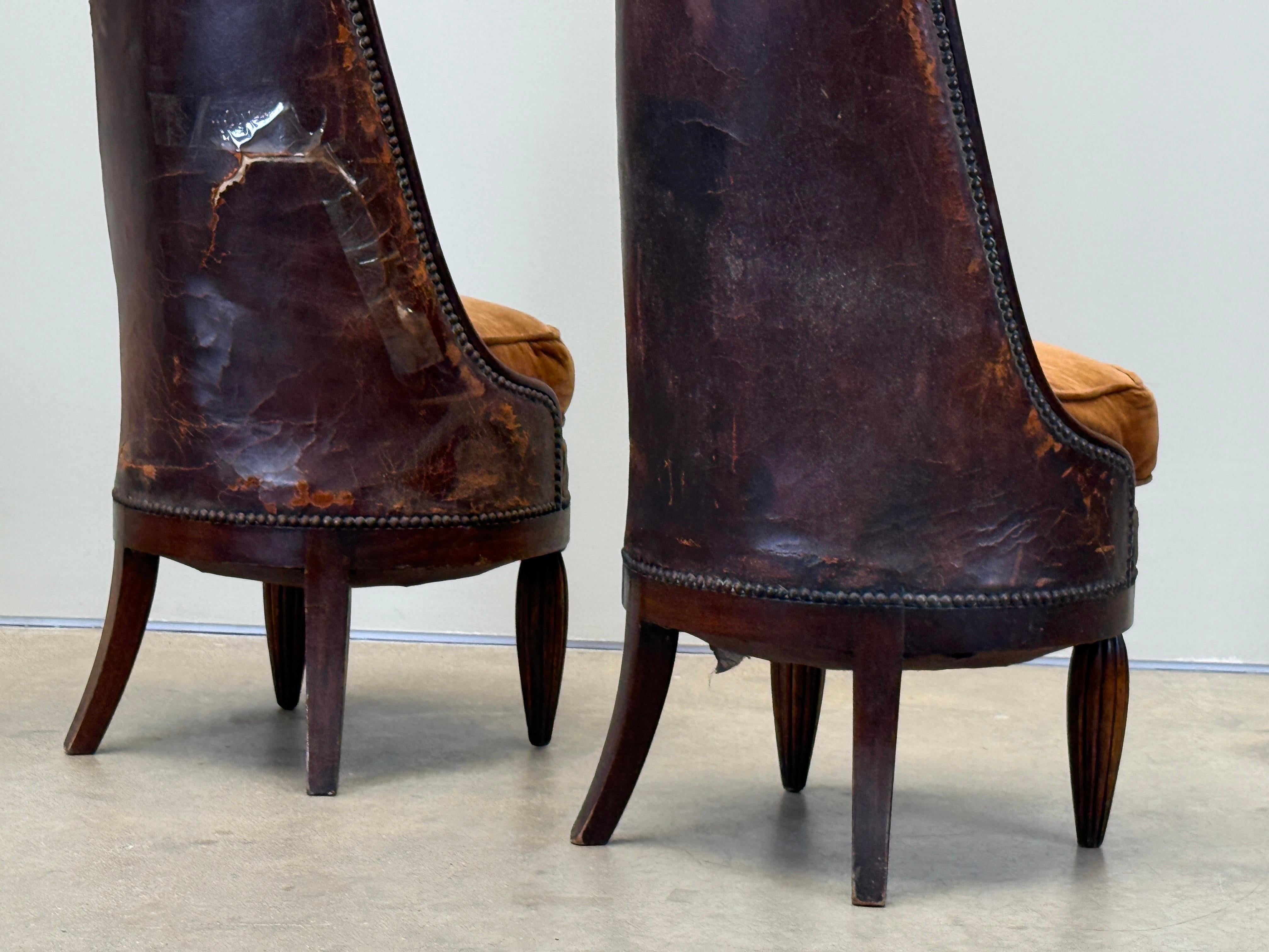 Pair of High Back Chairs by Maurice Dufrêne, 1930's For Sale 7