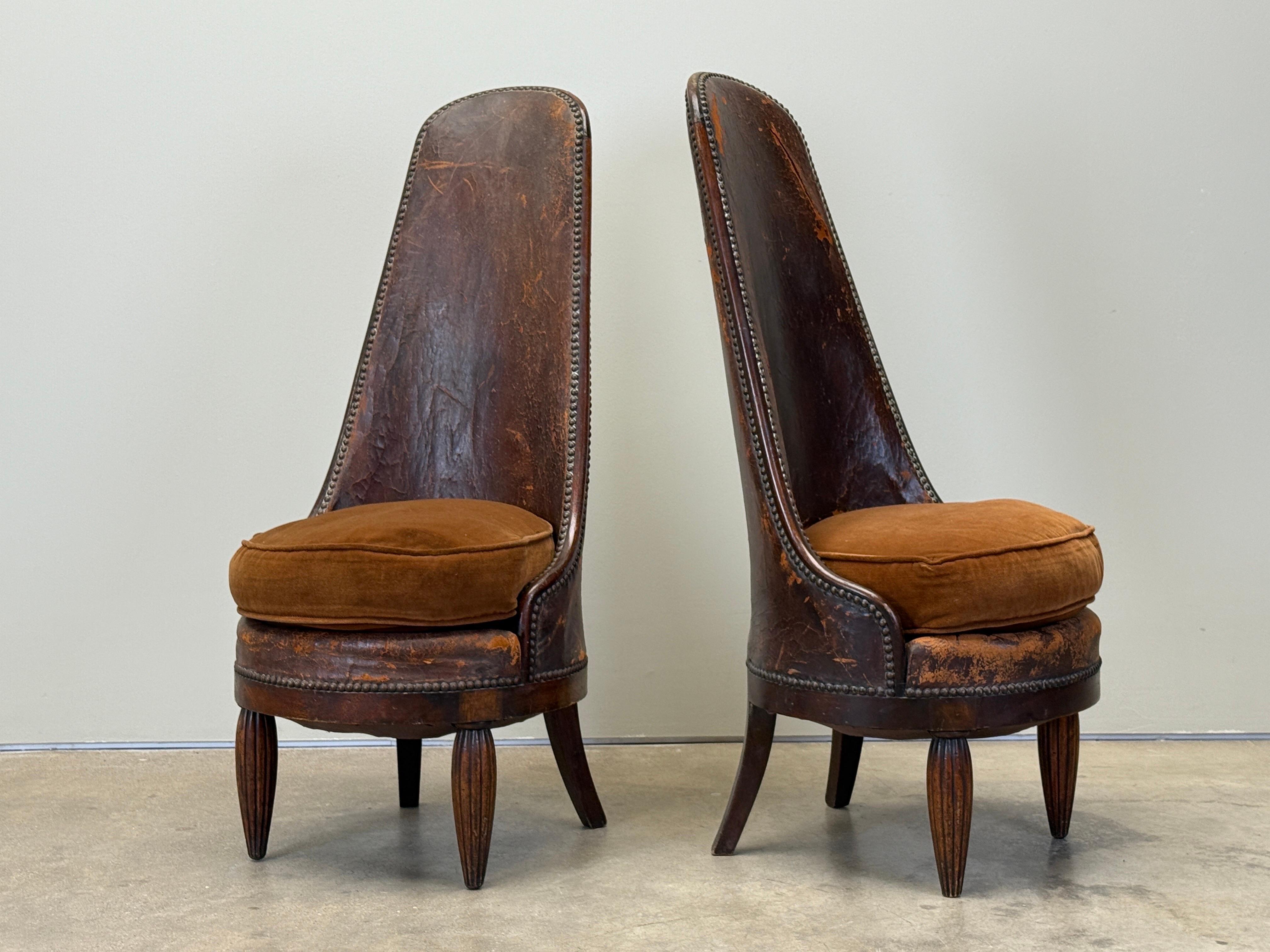 Pair of High Back Chairs by Maurice Dufrêne, 1930's For Sale 14