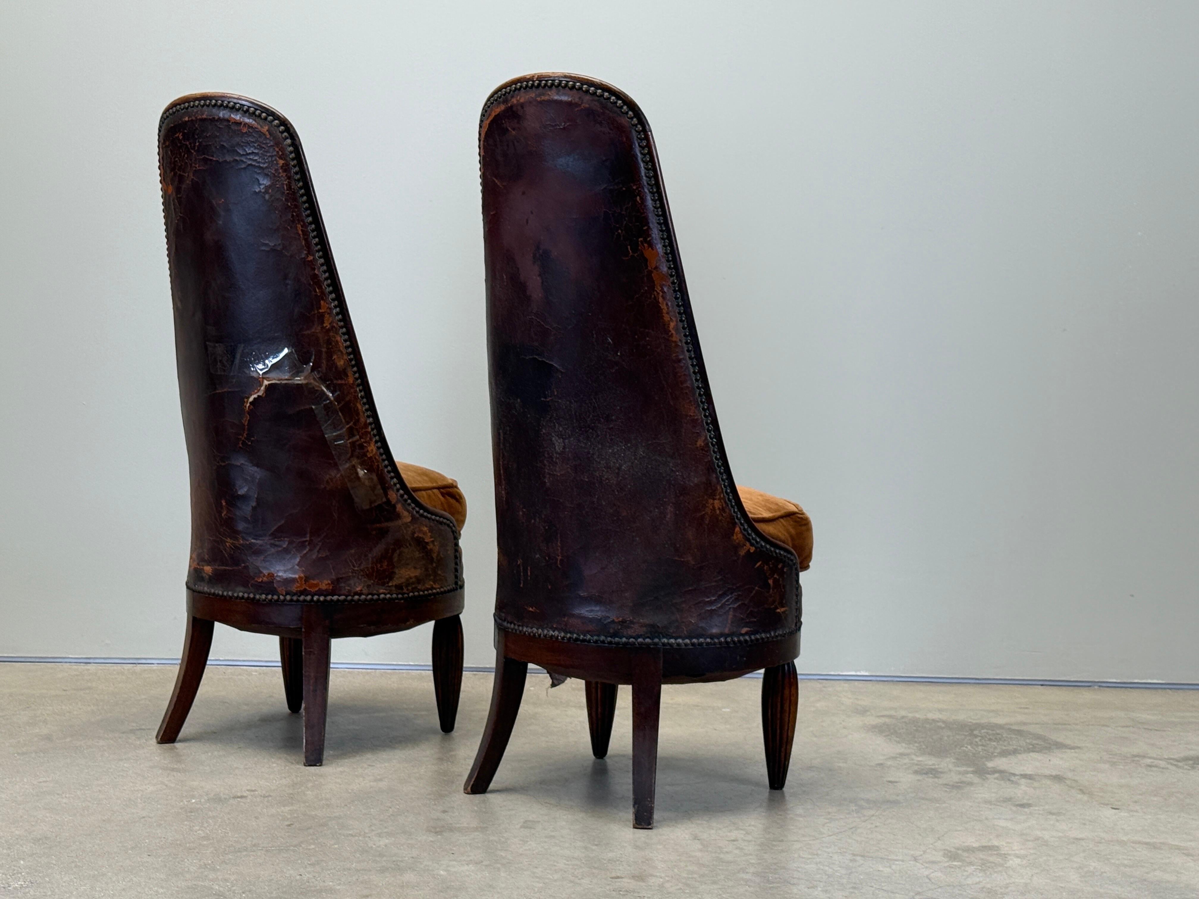 Pair of High Back Chairs by Maurice Dufrêne, 1930's For Sale 16