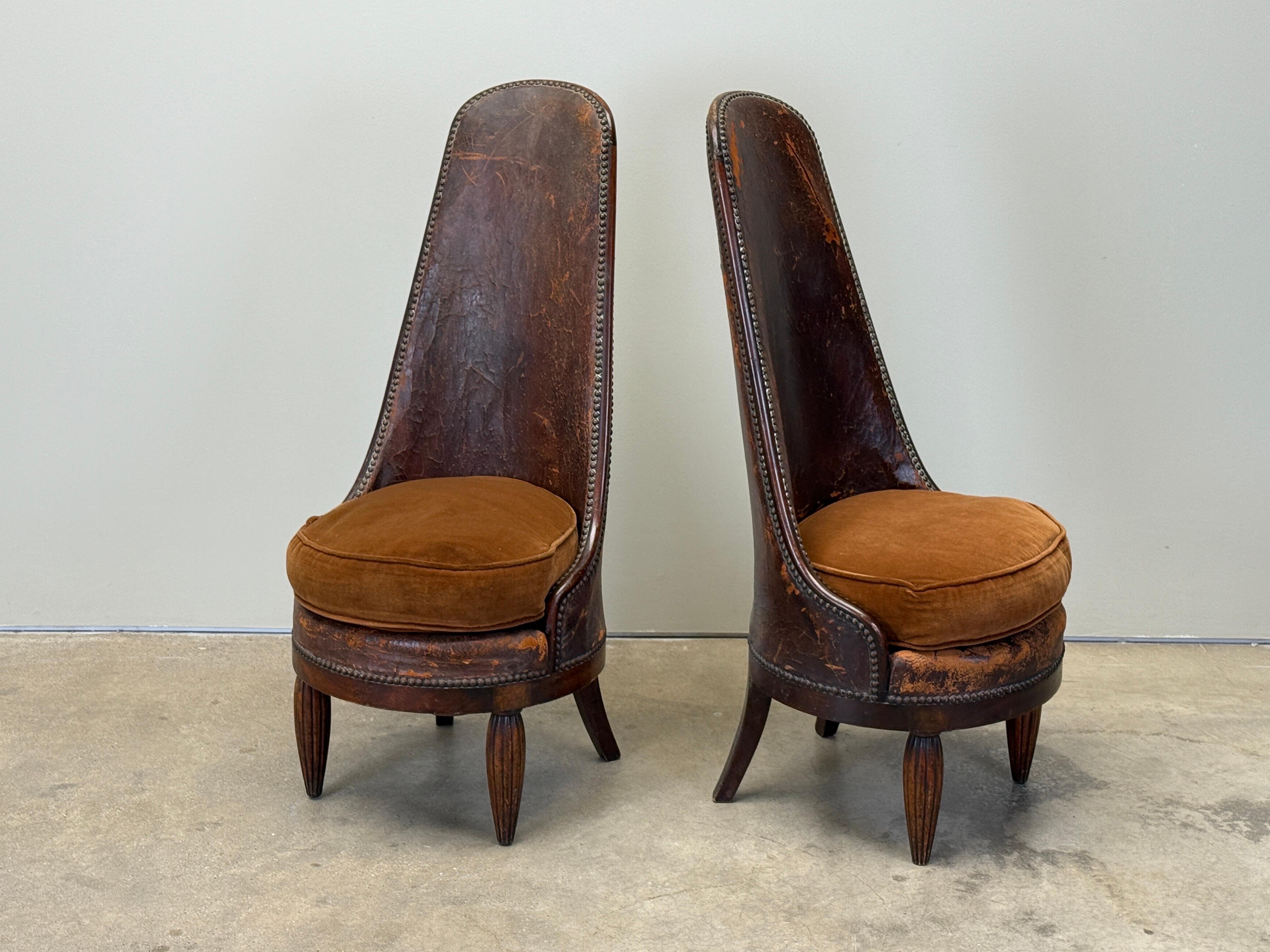 Pair of High Back Chairs by Maurice Dufrêne, 1930's For Sale 29