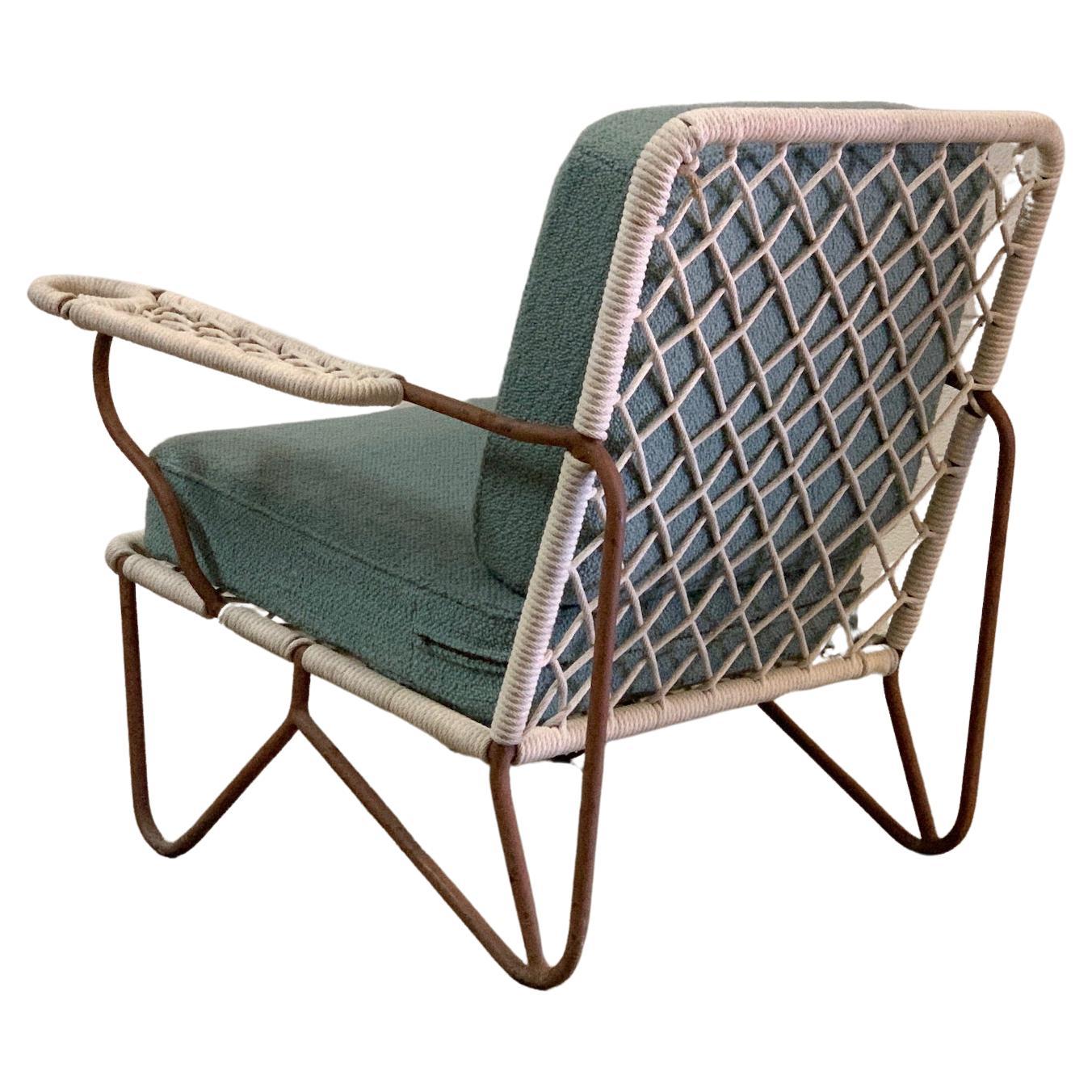 Rope and Iron Lounge Chair For Sale