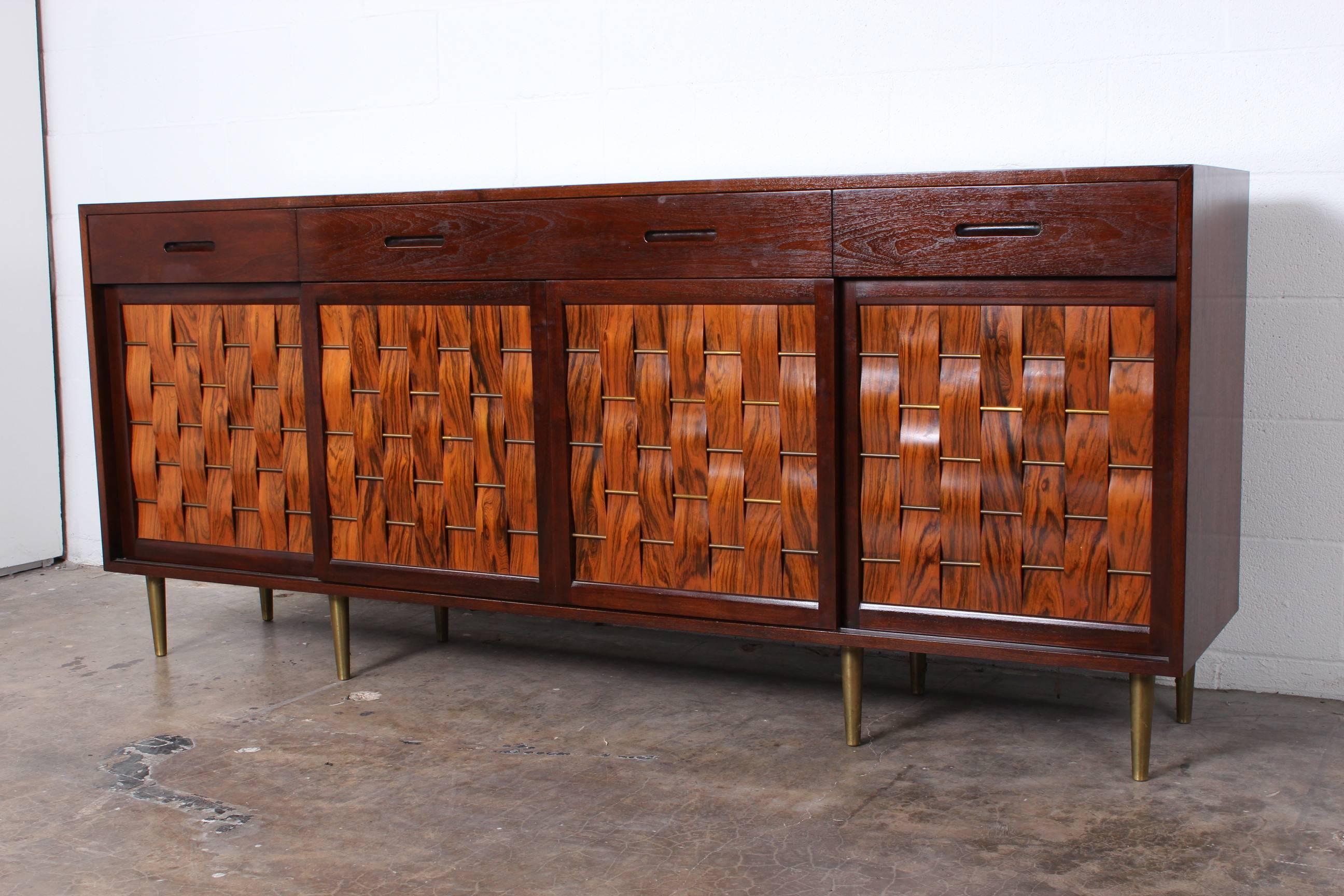 Mid-20th Century Woven Front Cabinet by Edward Wormley for Dunbar