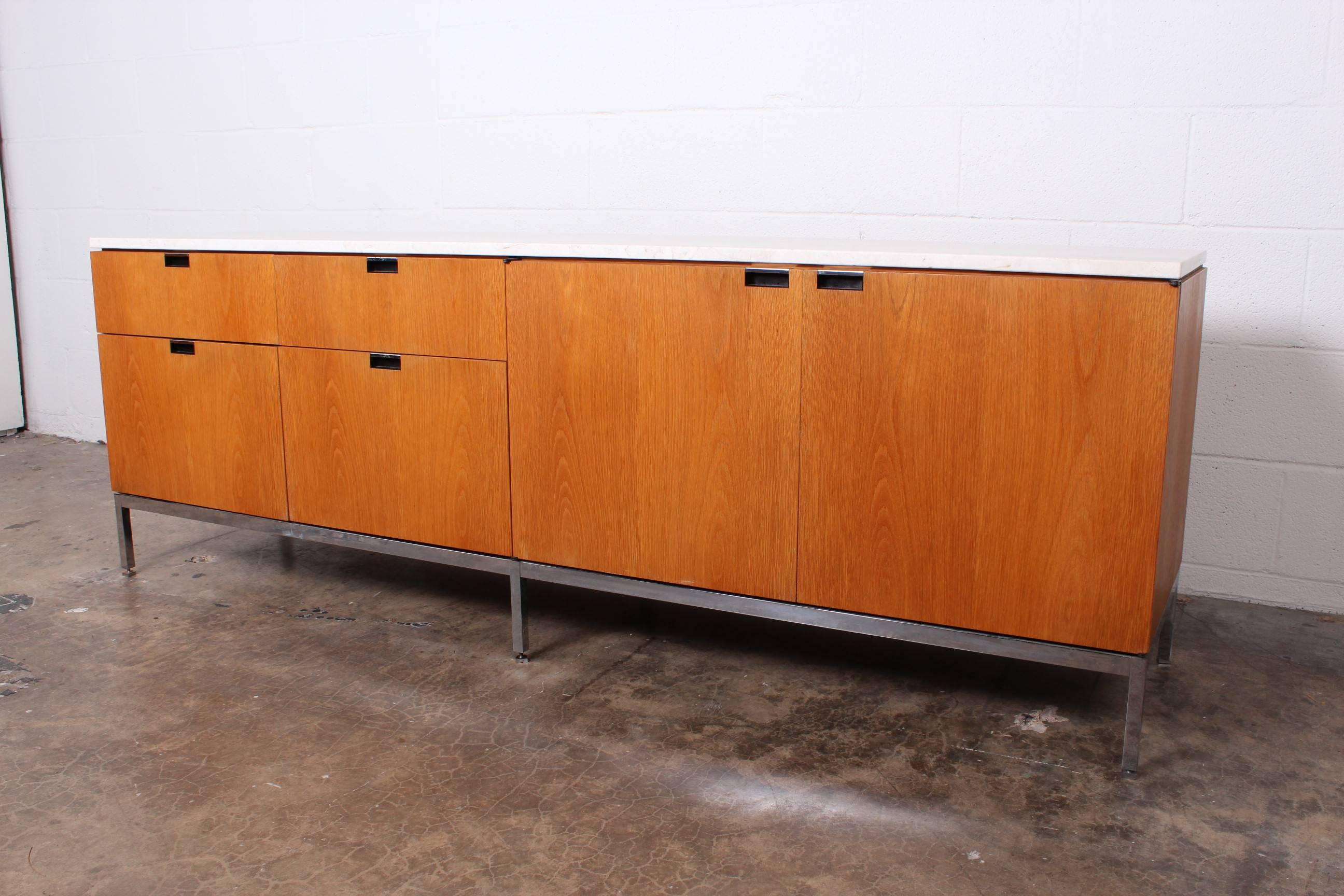 Oak and Marble Credenza by Florence Knoll 3