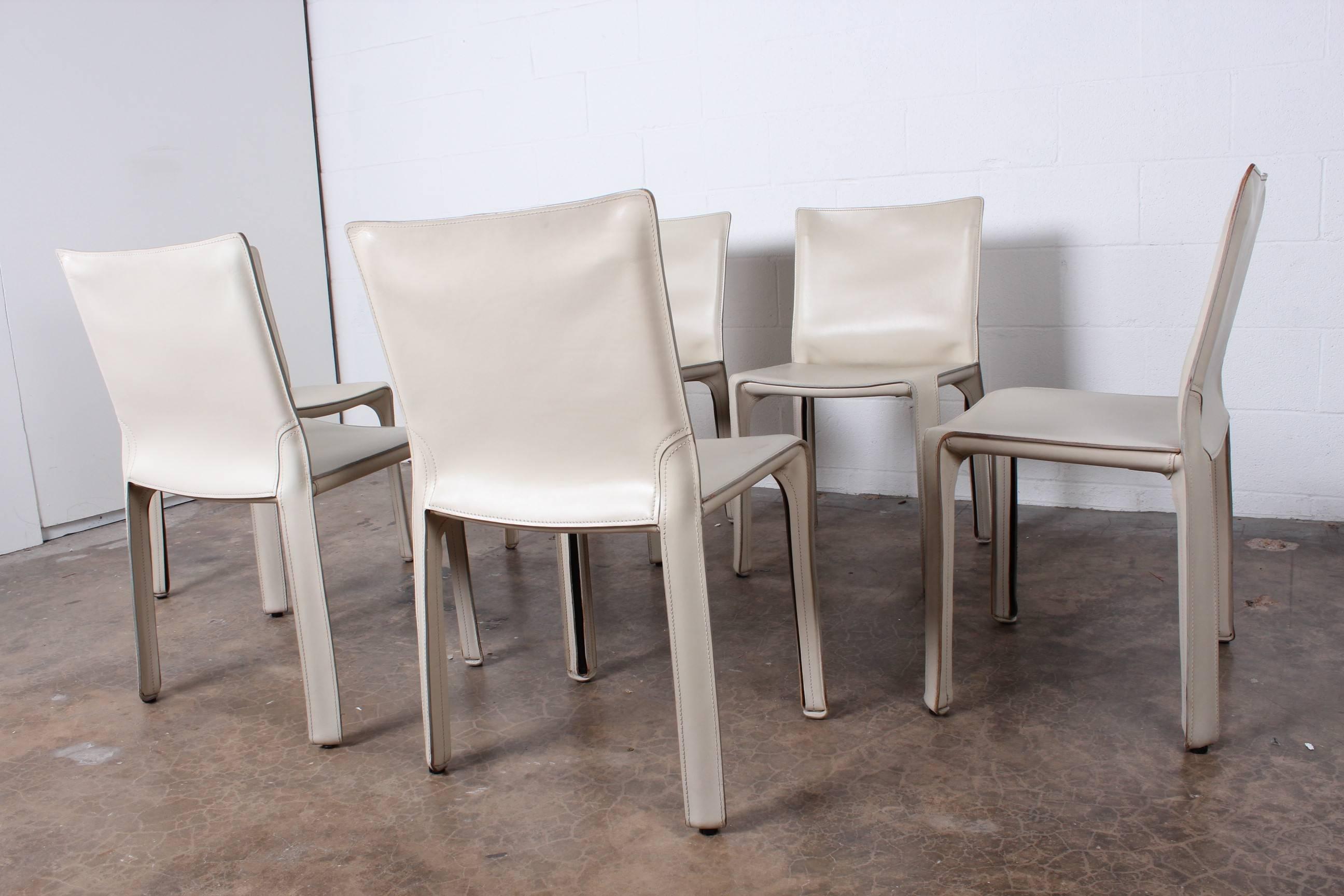 Set of Six Ivory Cab Chairs by Mario Bellini for Cassina 1