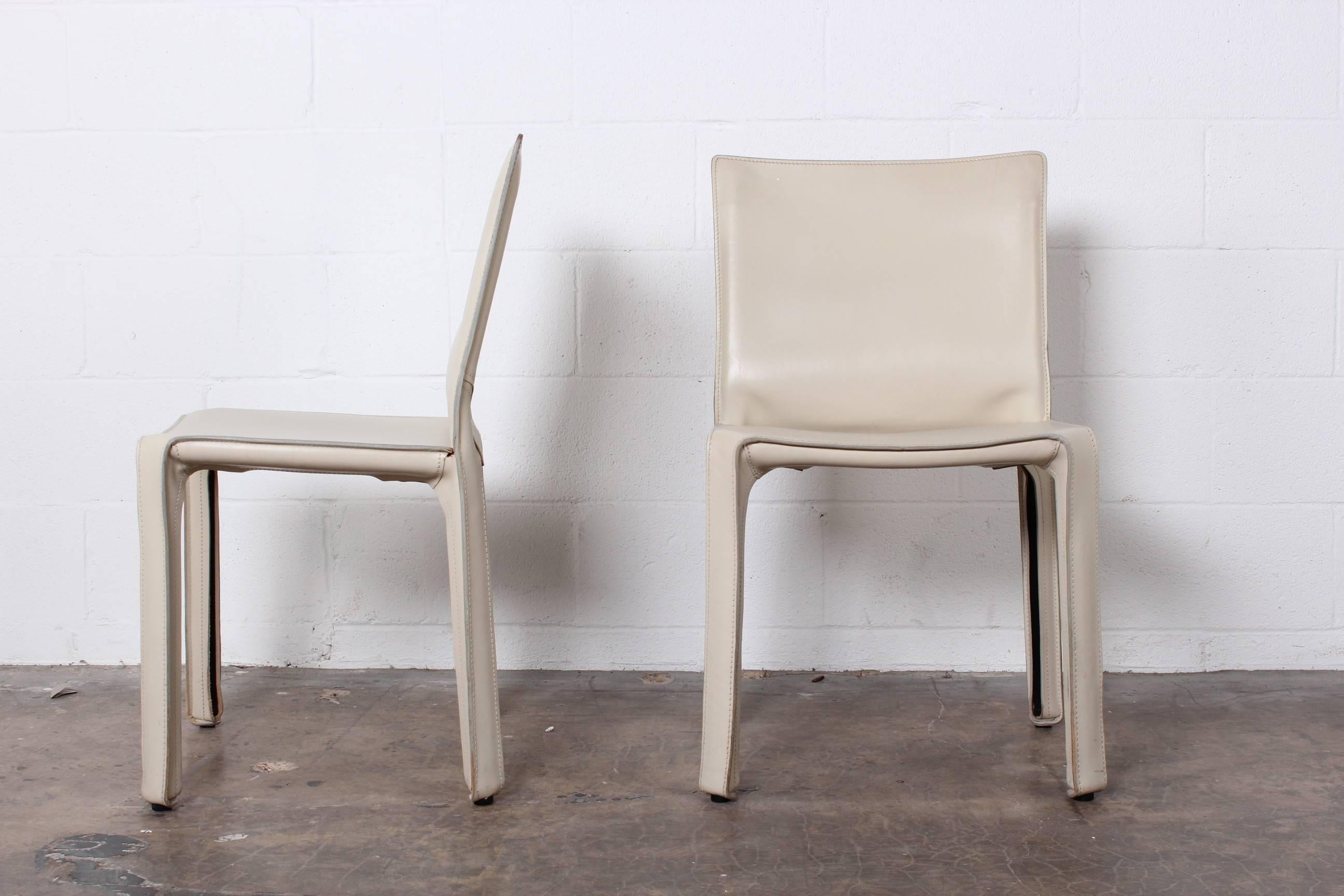 Set of Six Ivory Cab Chairs by Mario Bellini for Cassina 4