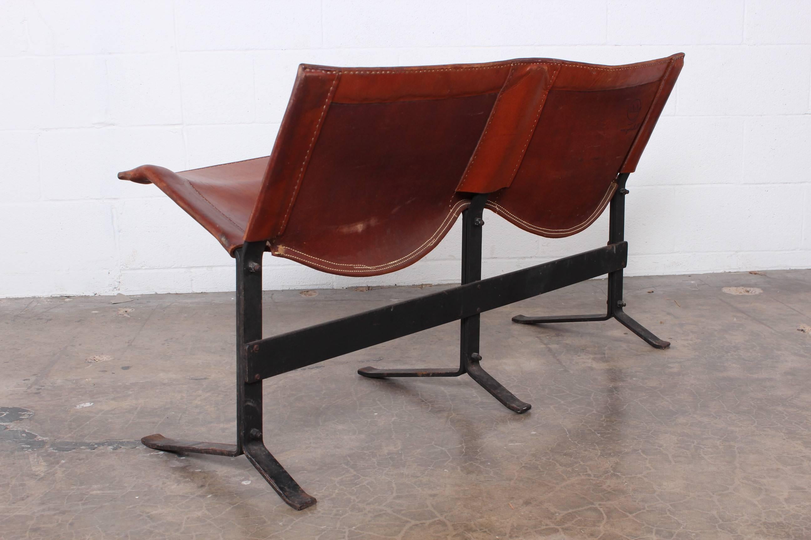 Mid-20th Century Leather Bench by Max Gottschalk