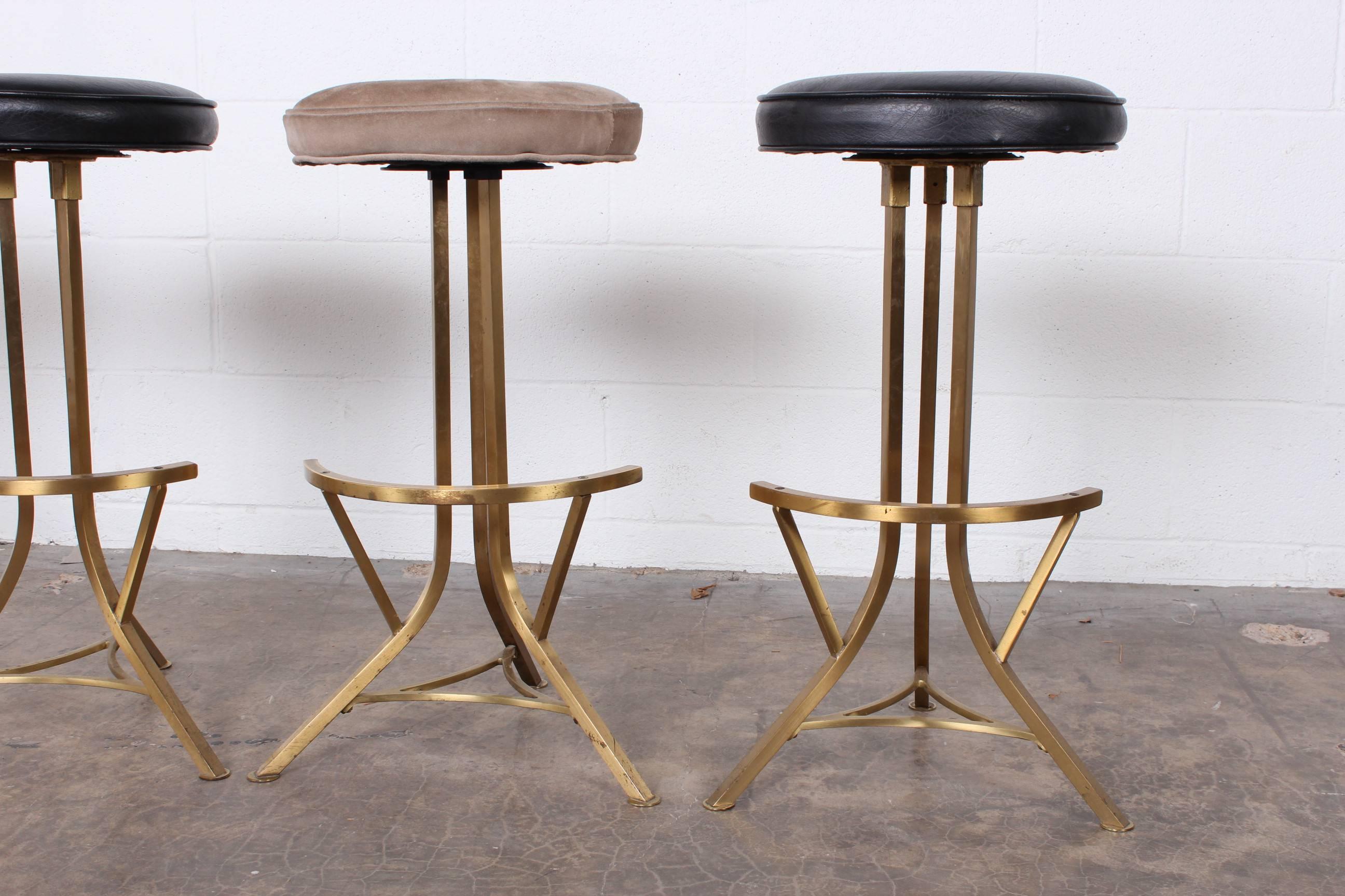 Set of Four Brass Barstools by John Stewart In Good Condition In Dallas, TX