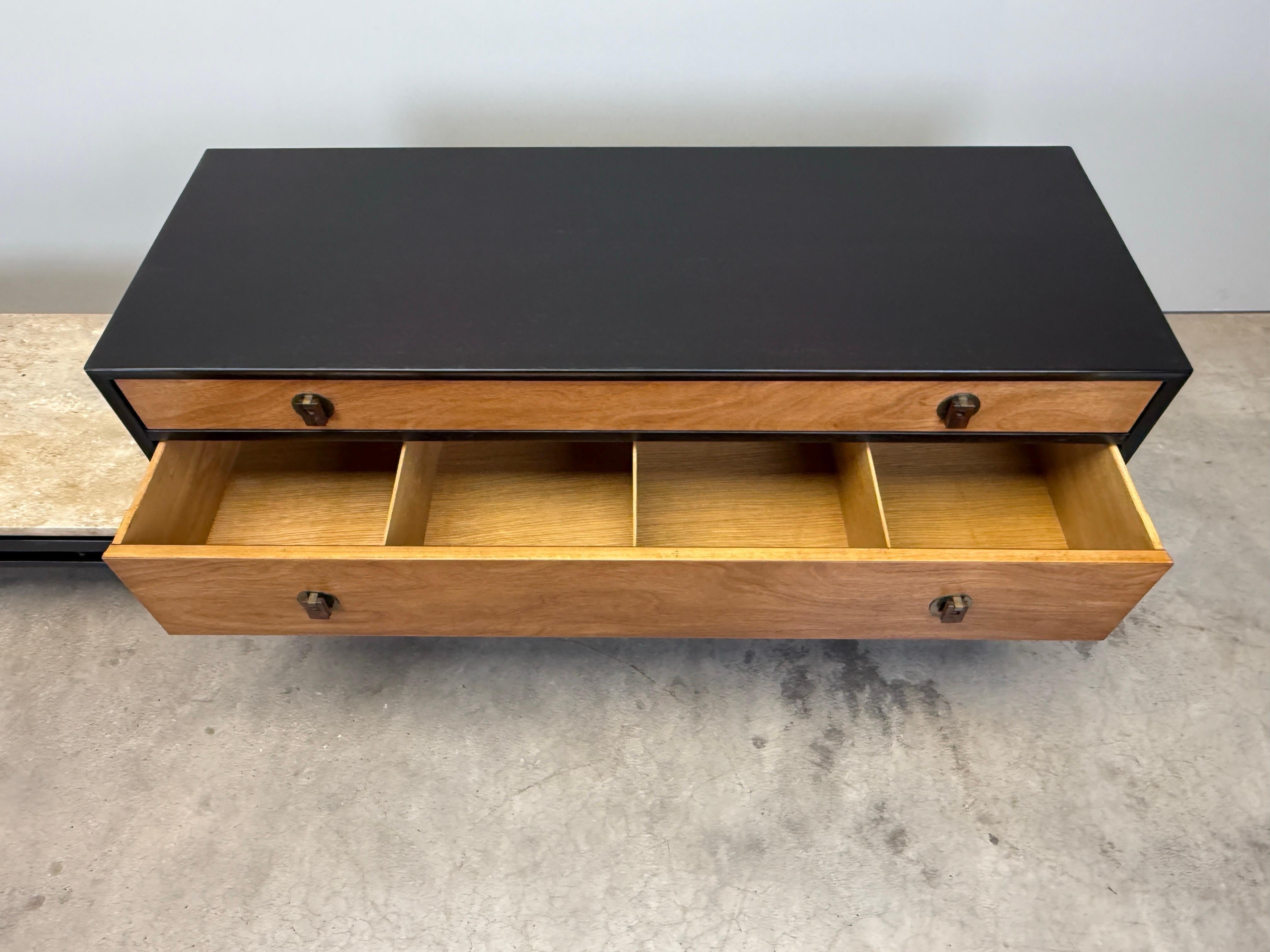 Edward Wormley for Dunbar Cabinet with Travertine Table For Sale 4