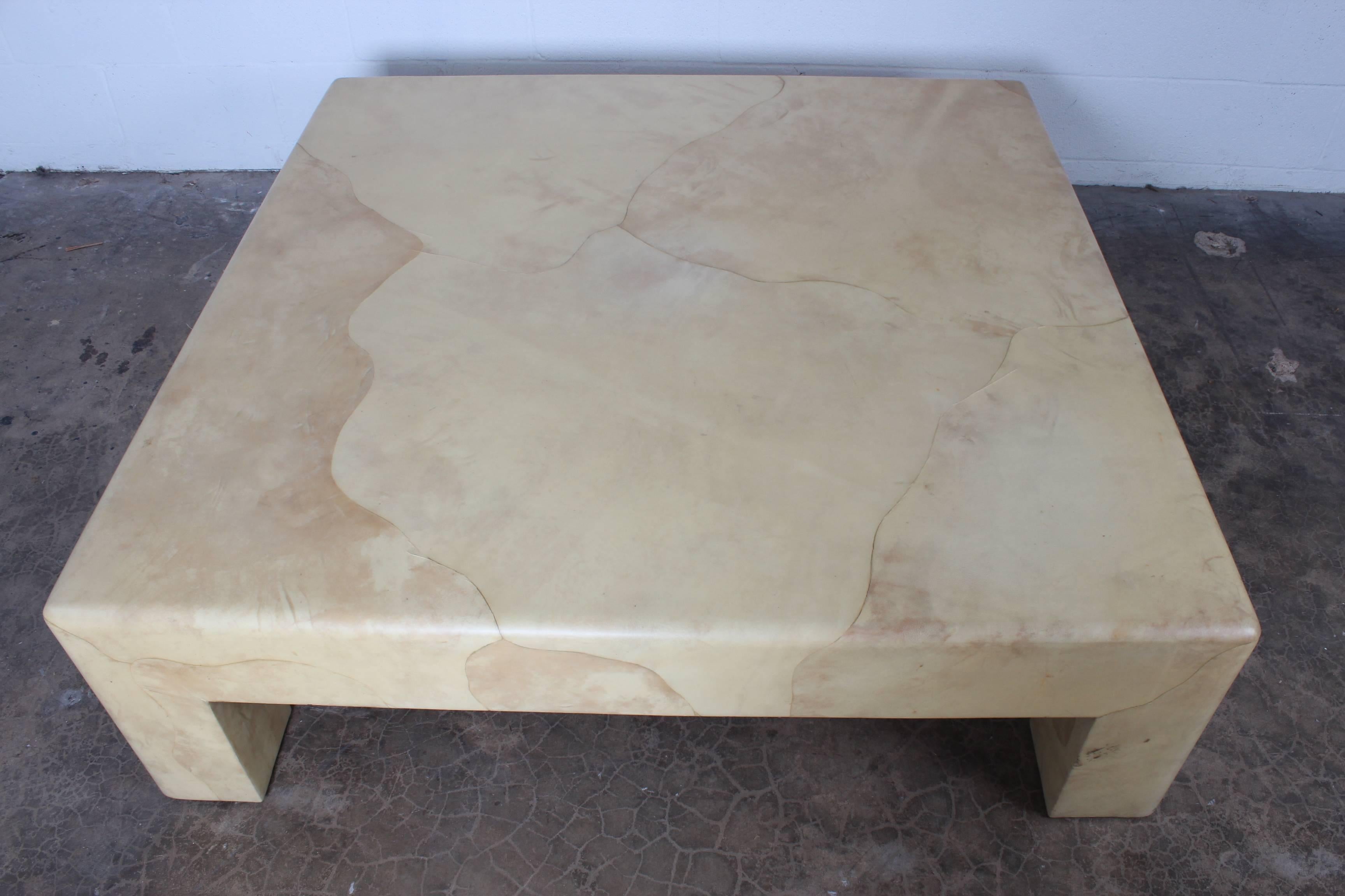 Goatskin Covered Coffee Table by Karl Springer 2
