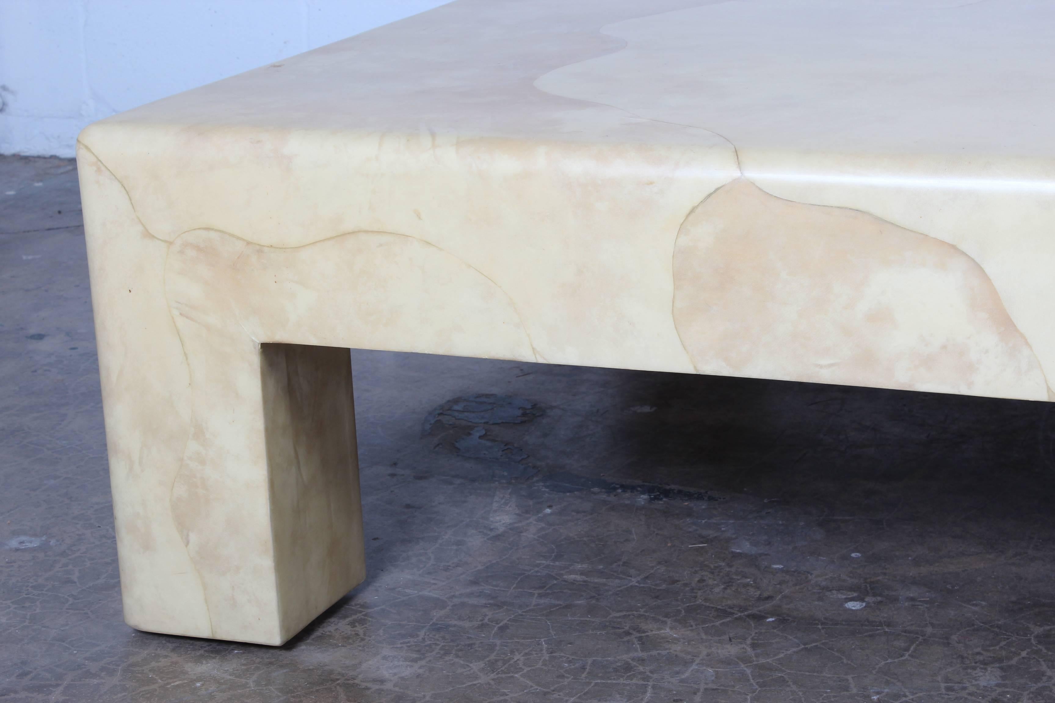 Goatskin Covered Coffee Table by Karl Springer 3