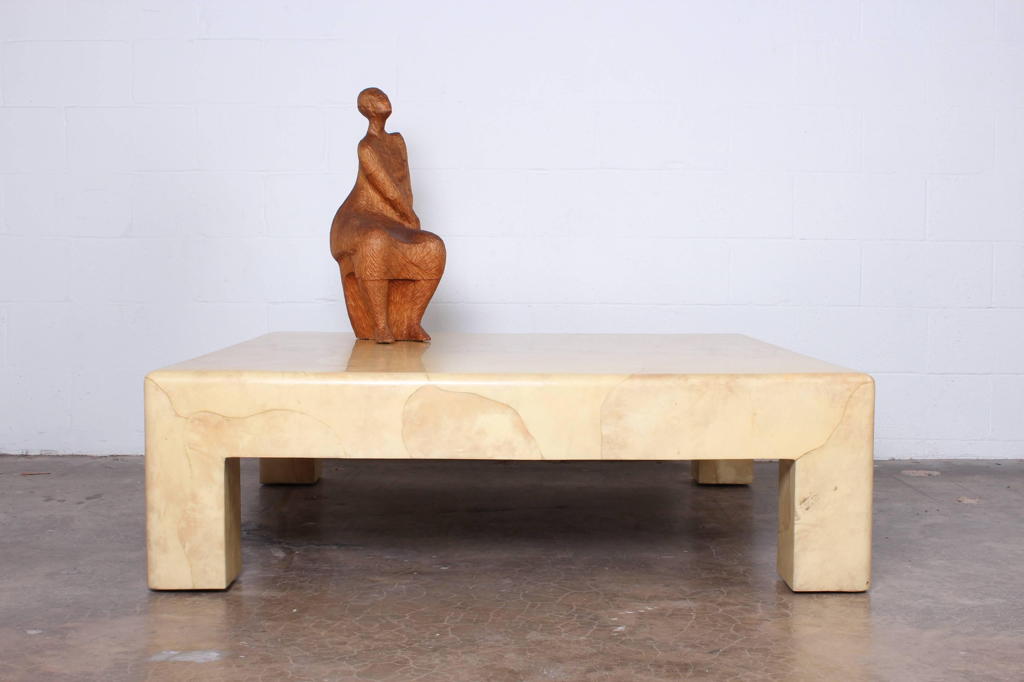 Goatskin Covered Coffee Table by Karl Springer 4