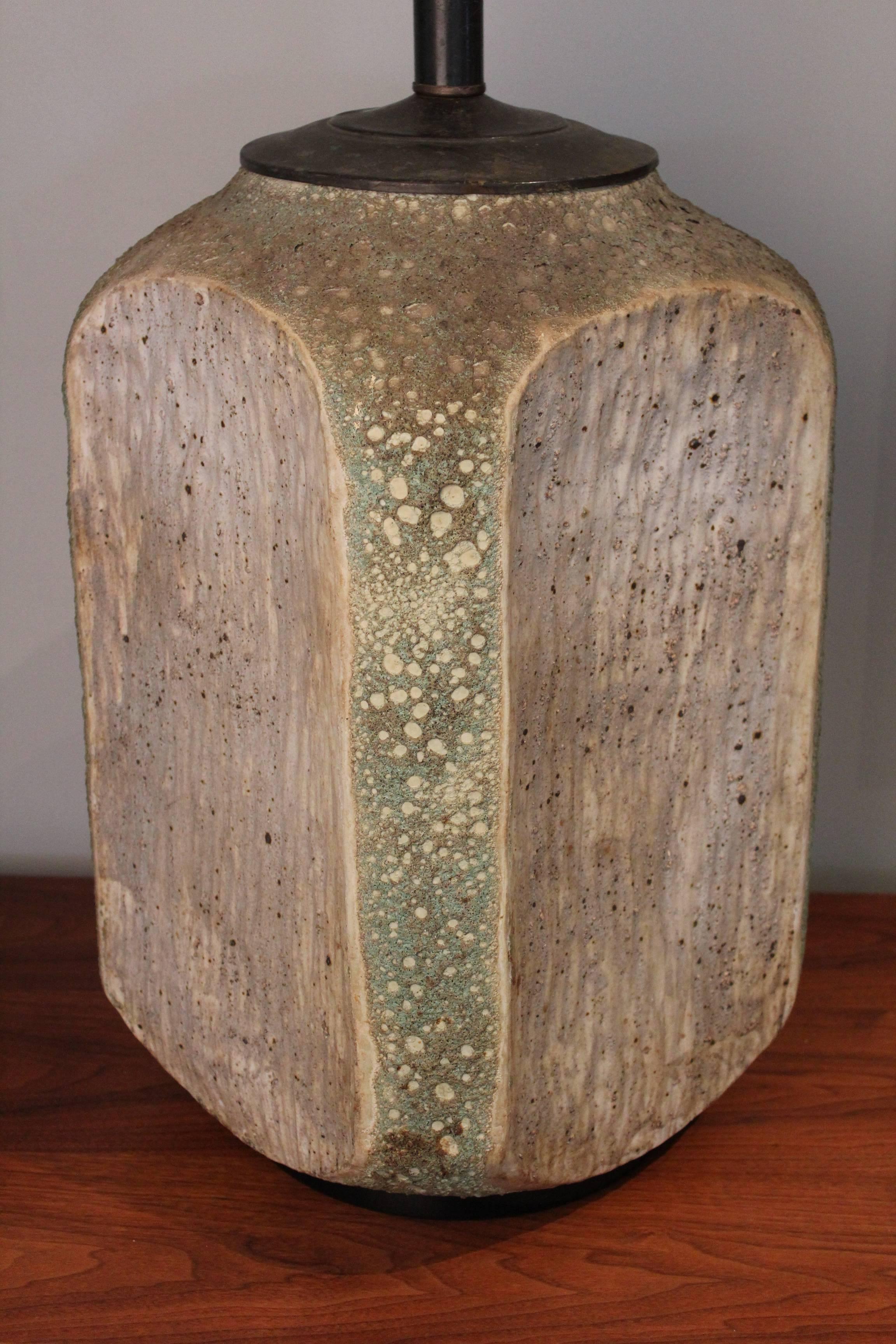 Mid-20th Century Huge Volcanic Glazed Ceramic Table Lamp