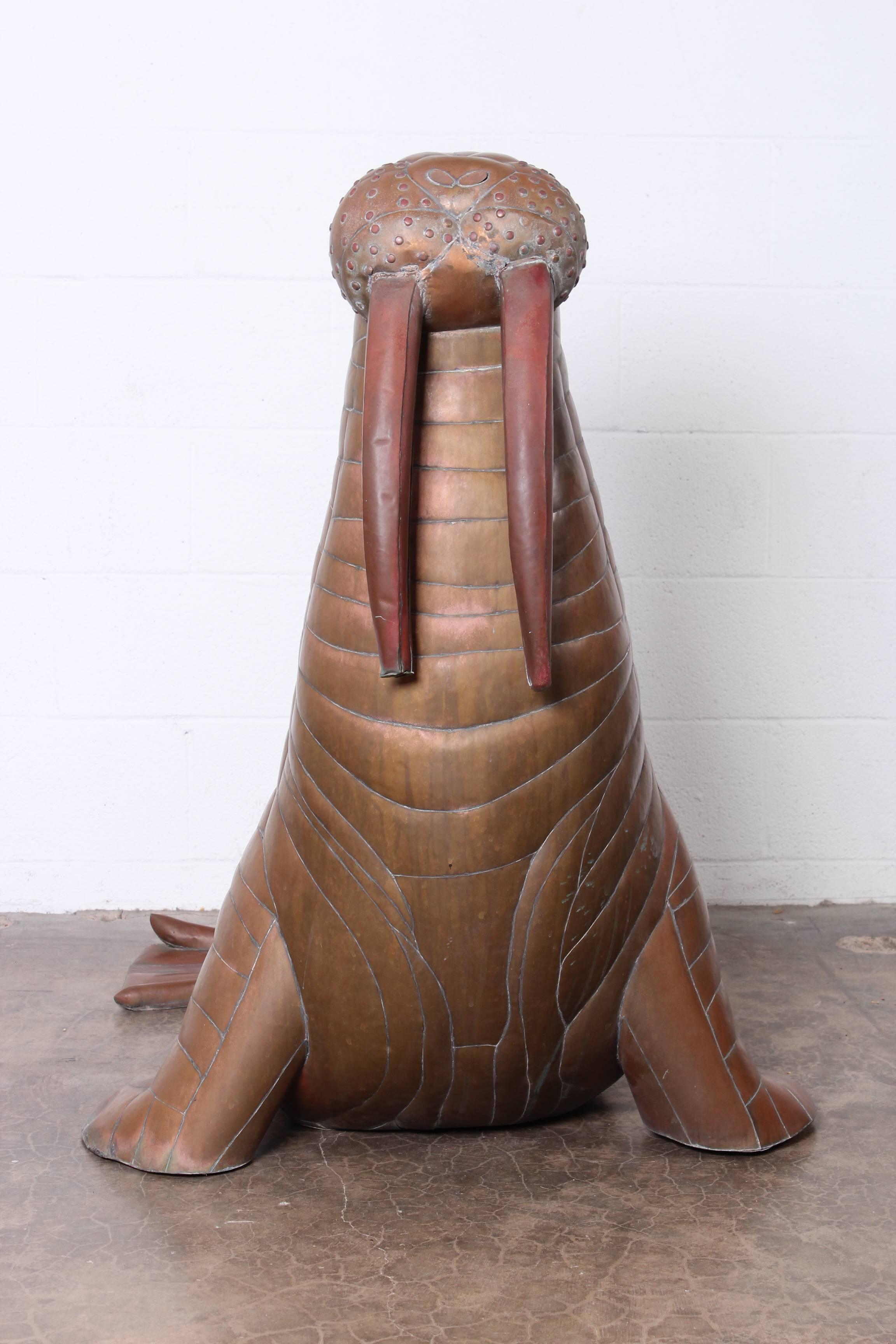 Lifesize Walrus Sculpture by Sergio Bustamante In Good Condition In Dallas, TX