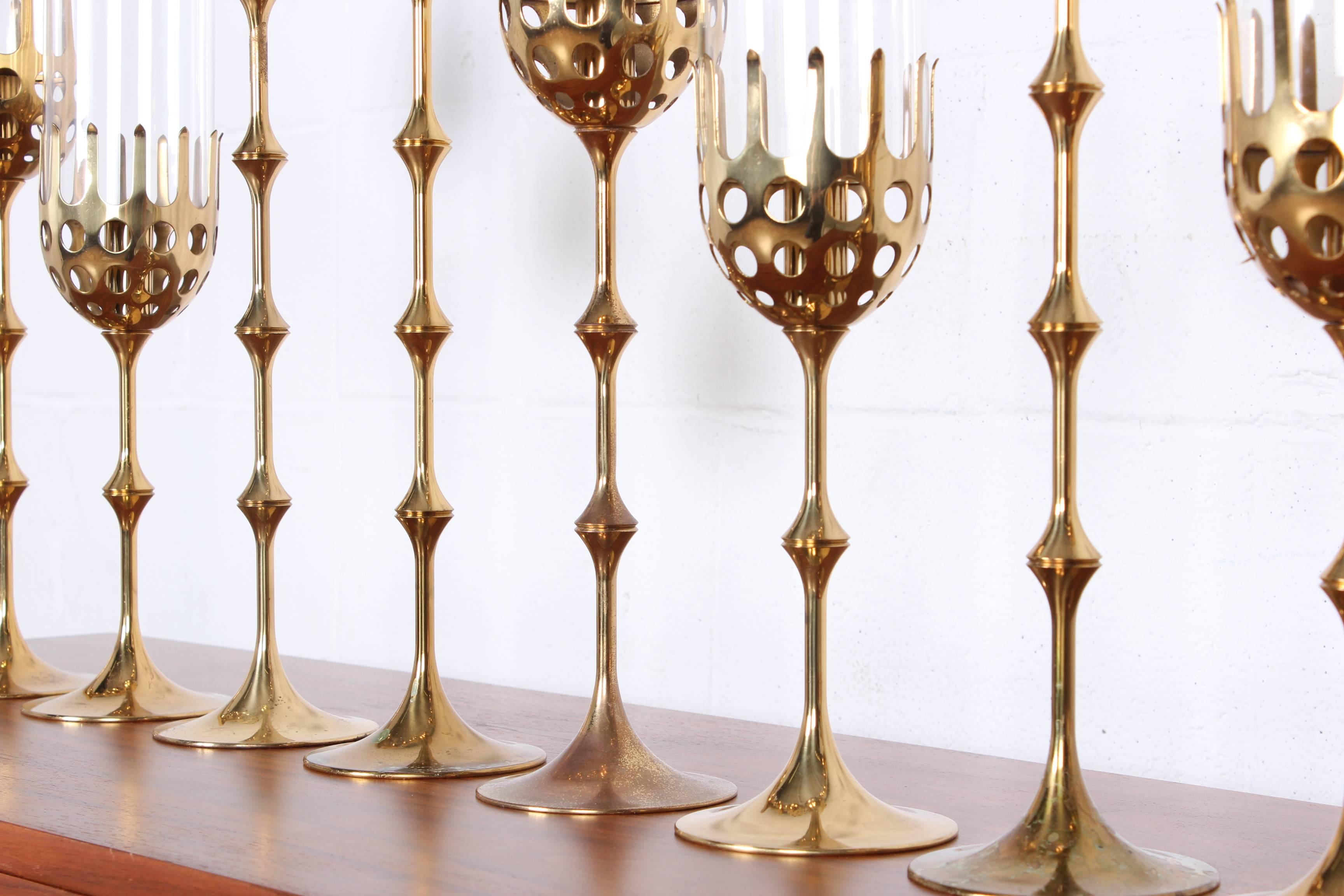 Set of Ten Brass Candlesticks by Bjorn Winblad 6