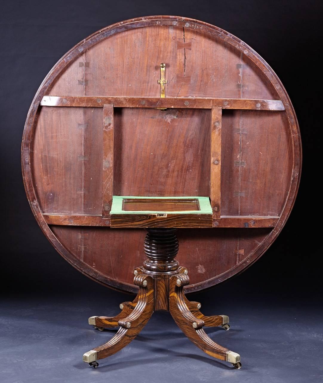 Fine English Regency Period Rosewood and Brass Inlaid Center Table, circa 1815 2