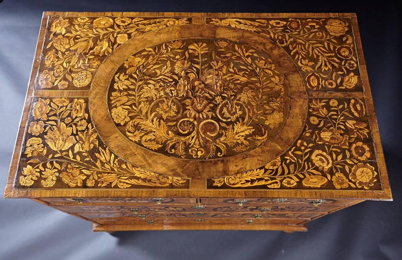Ebony Fine English Walnut Marquetry Inlaid Chest with Provenance, circa 1680-1710 For Sale