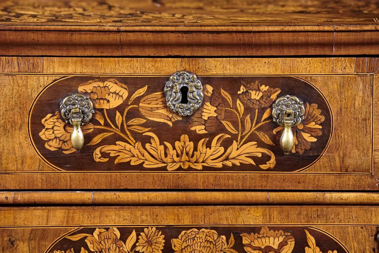 Early 18th Century Fine English Walnut Marquetry Inlaid Chest with Provenance, circa 1680-1710 For Sale