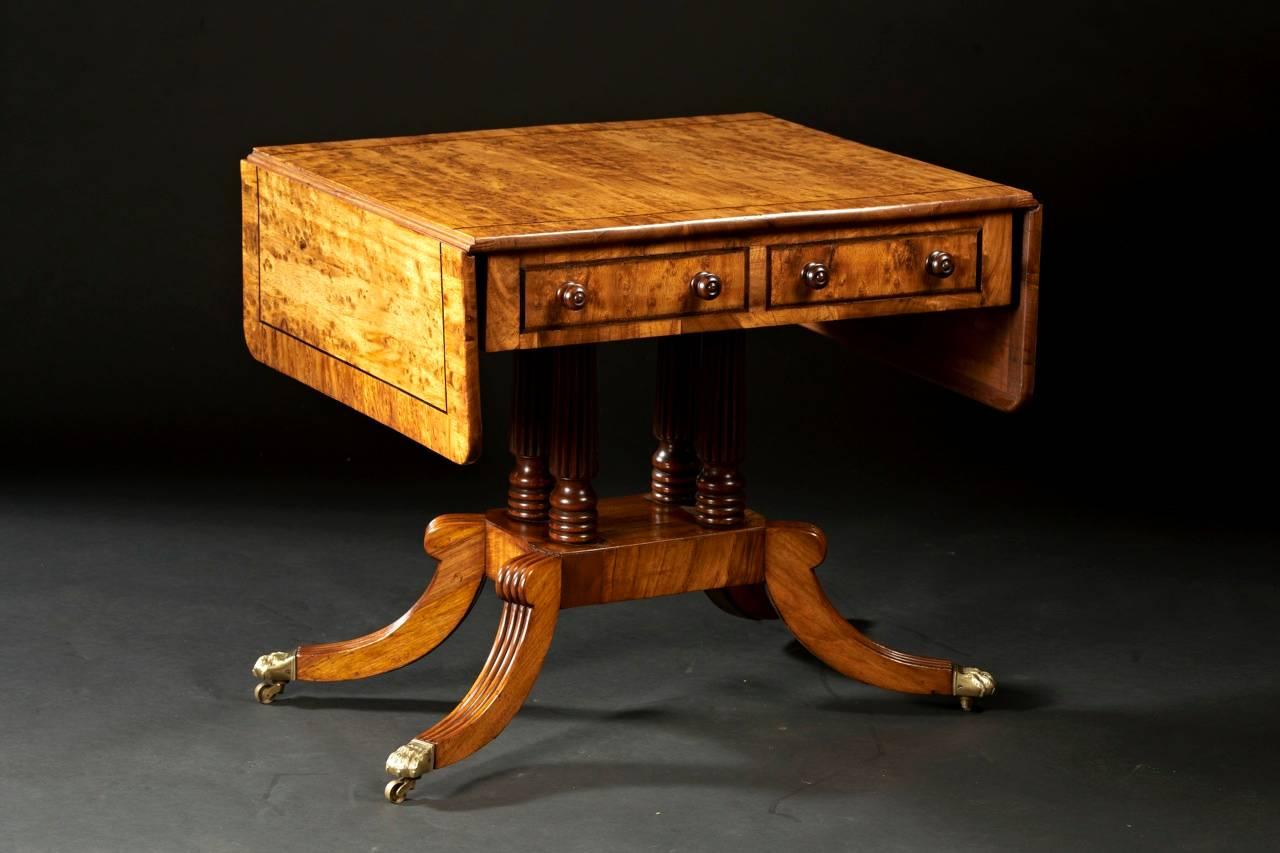 Veneer Beautiful English Regency Period Oak Library Table, circa 1810-1825 For Sale